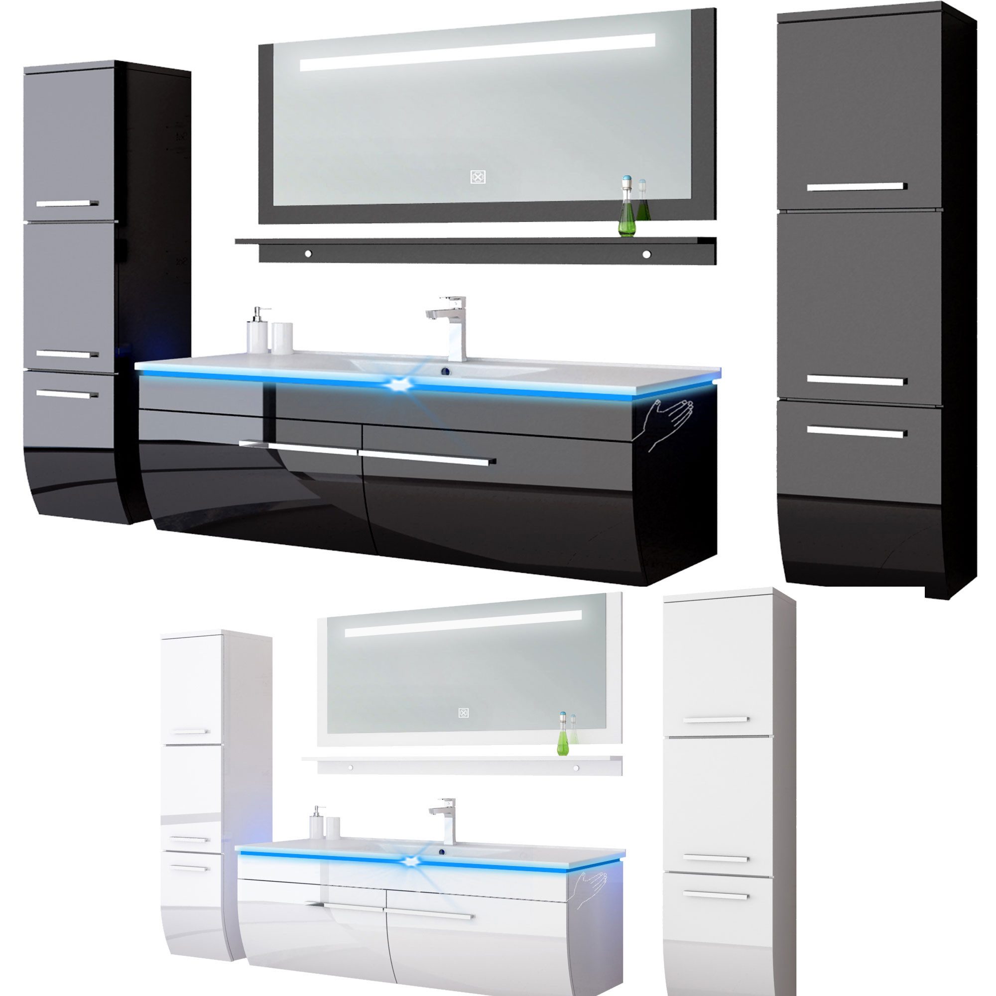 Homeline Badmöbel-Set Danny, (90 Badmöbel Set Weiss Komplett Hochglanz Lack günstig online kaufen