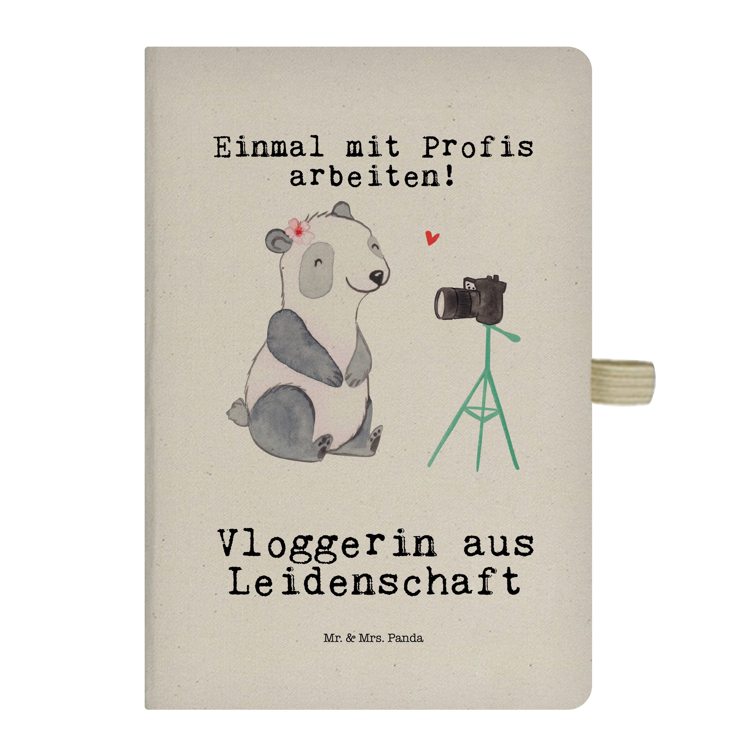 Mr. & Mrs. Panda Notizbuch Vloggerin aus Leidenschaft - Transparent - Geschenk, Skizzenbuch, Ein Mr. & Mrs. Panda