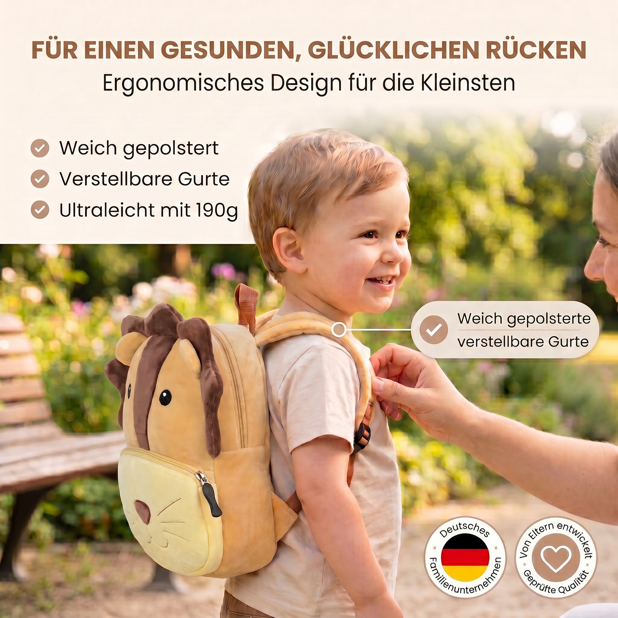 all Kids United Kinderrucksack ALL KIDS UNITED Kinder Rucksack Tiermotiv – Wasserdichter Rucksack (Tier-Rucksack, 2 - 6 Jahre), Wasserfest, Ergonomisch, Leichtgewichtig