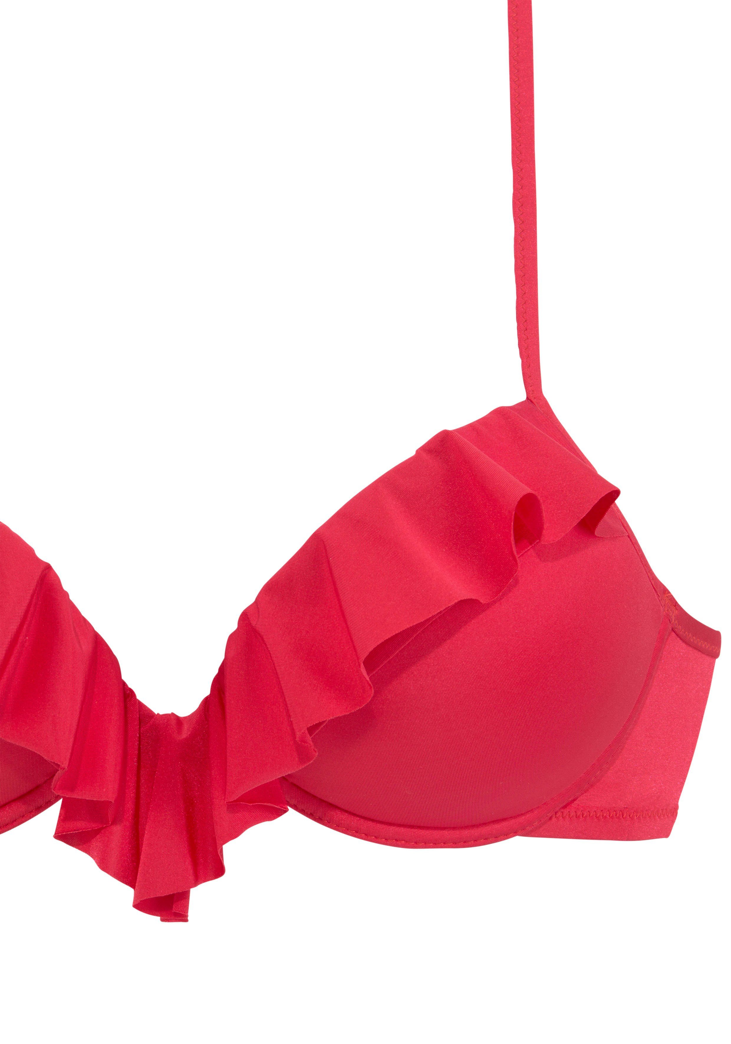 trendigen rot Rüschen s.Oliver Push-Up-Bikini mit