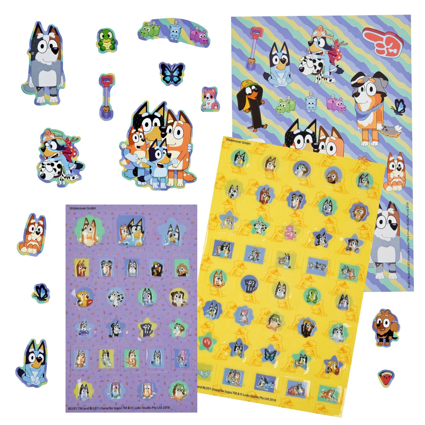 Bluey Aufkleber Set 500 Stück mehrfarbig Sticker Set für Kinder Schule, (Packung)