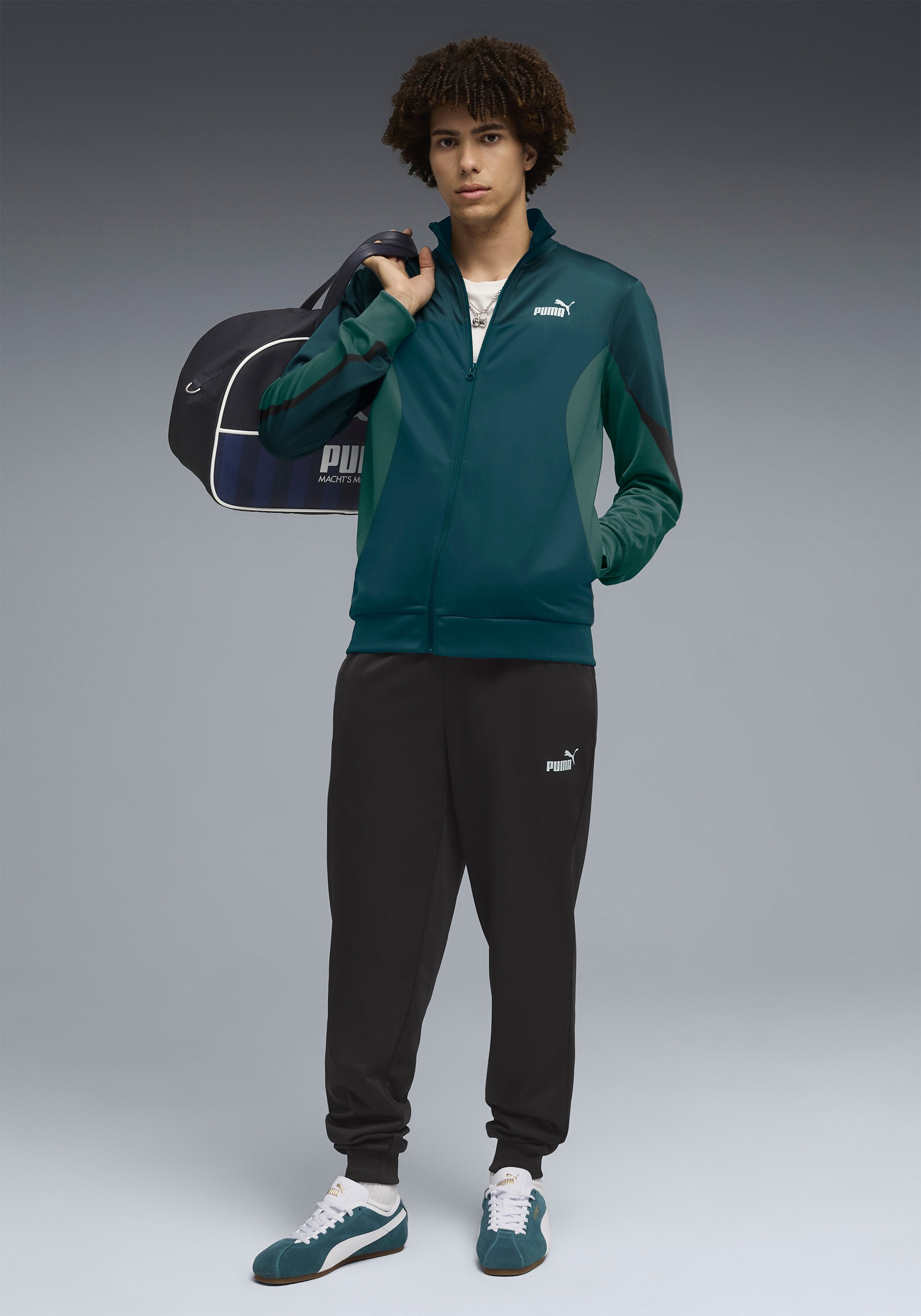 PUMA Trainingsanzug ESS BLOCK POLY SUIT (2-tlg), für entspannte Tage, für vielseitige Aktivitäten