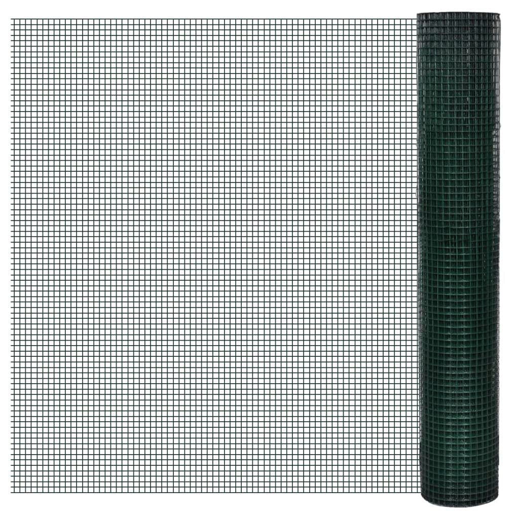 Gartenzaun Drahtzaun für Hühner Verzinkt mit PVC-Beschichtung 10x1 m Grün