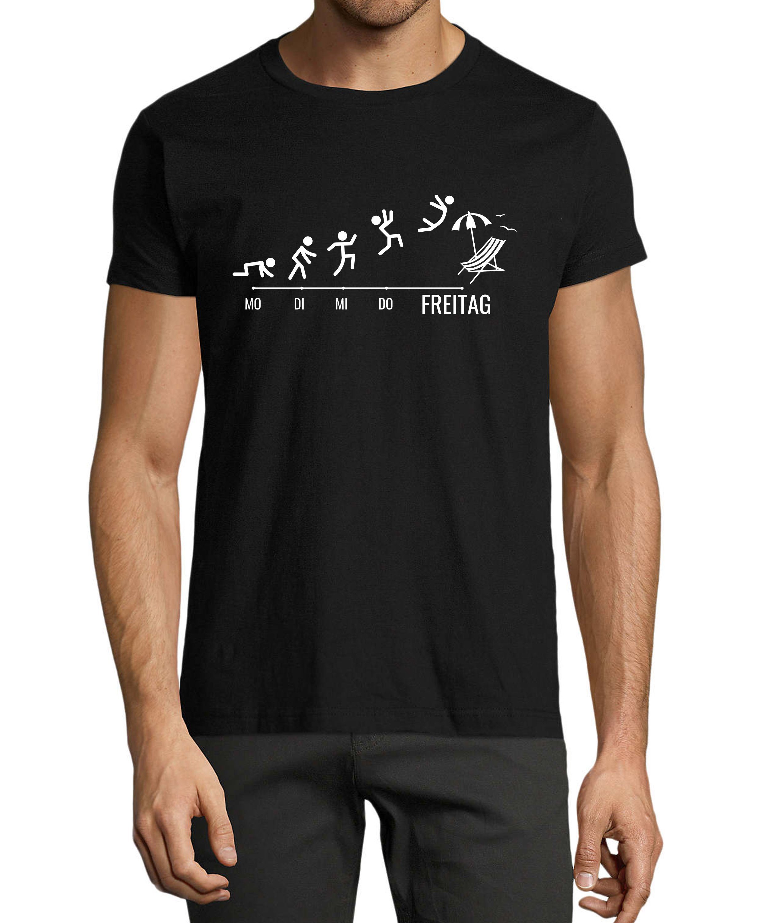 MyDesign24 T-Shirt Herren Fun Print Shirt - Wochentage mit Strichmännchen Baumwollshirt mit Aufdruck Regular Fit, i309 schwarz