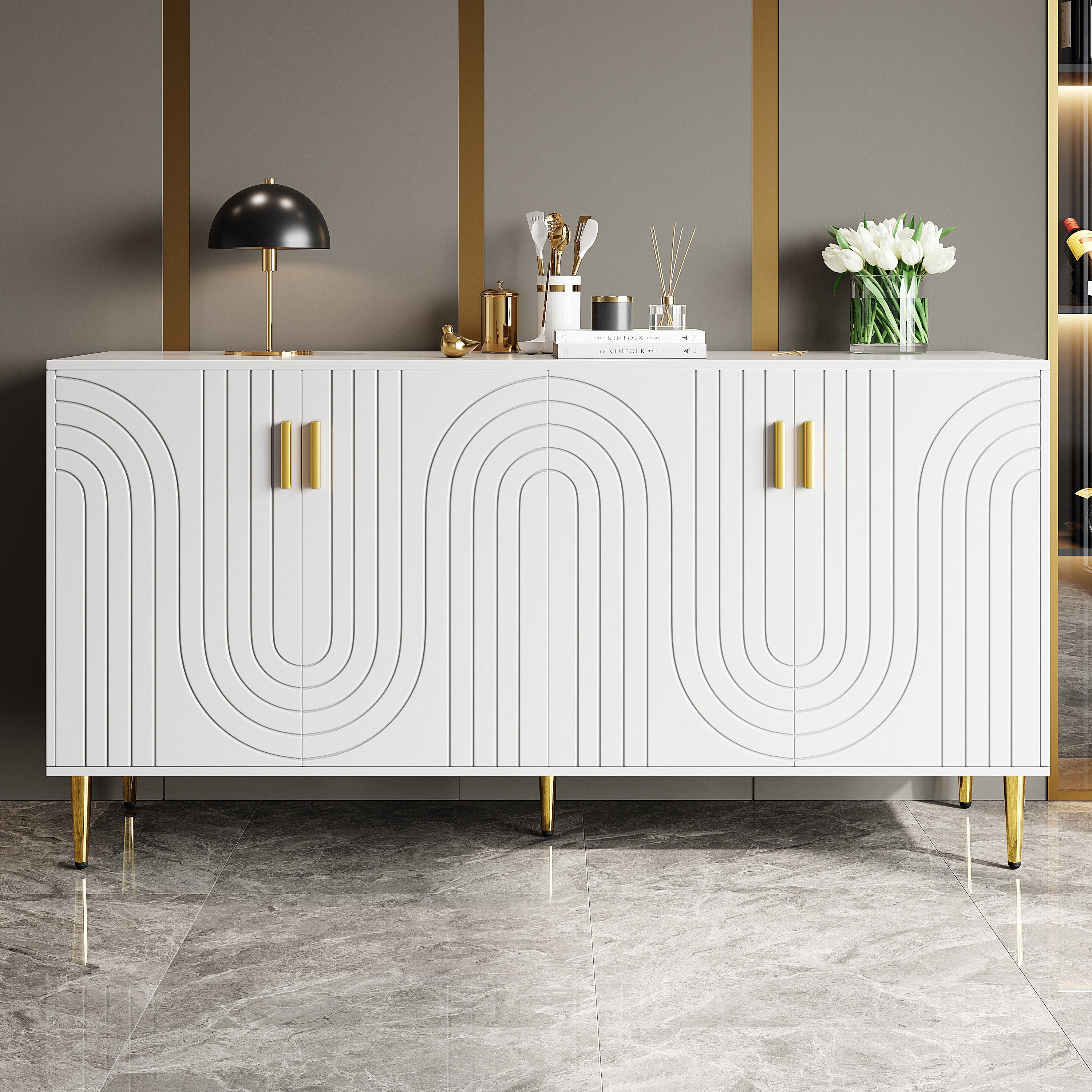 KLAM HOME Sideboard Schwarzes Sideboard (152 günstig online kaufen