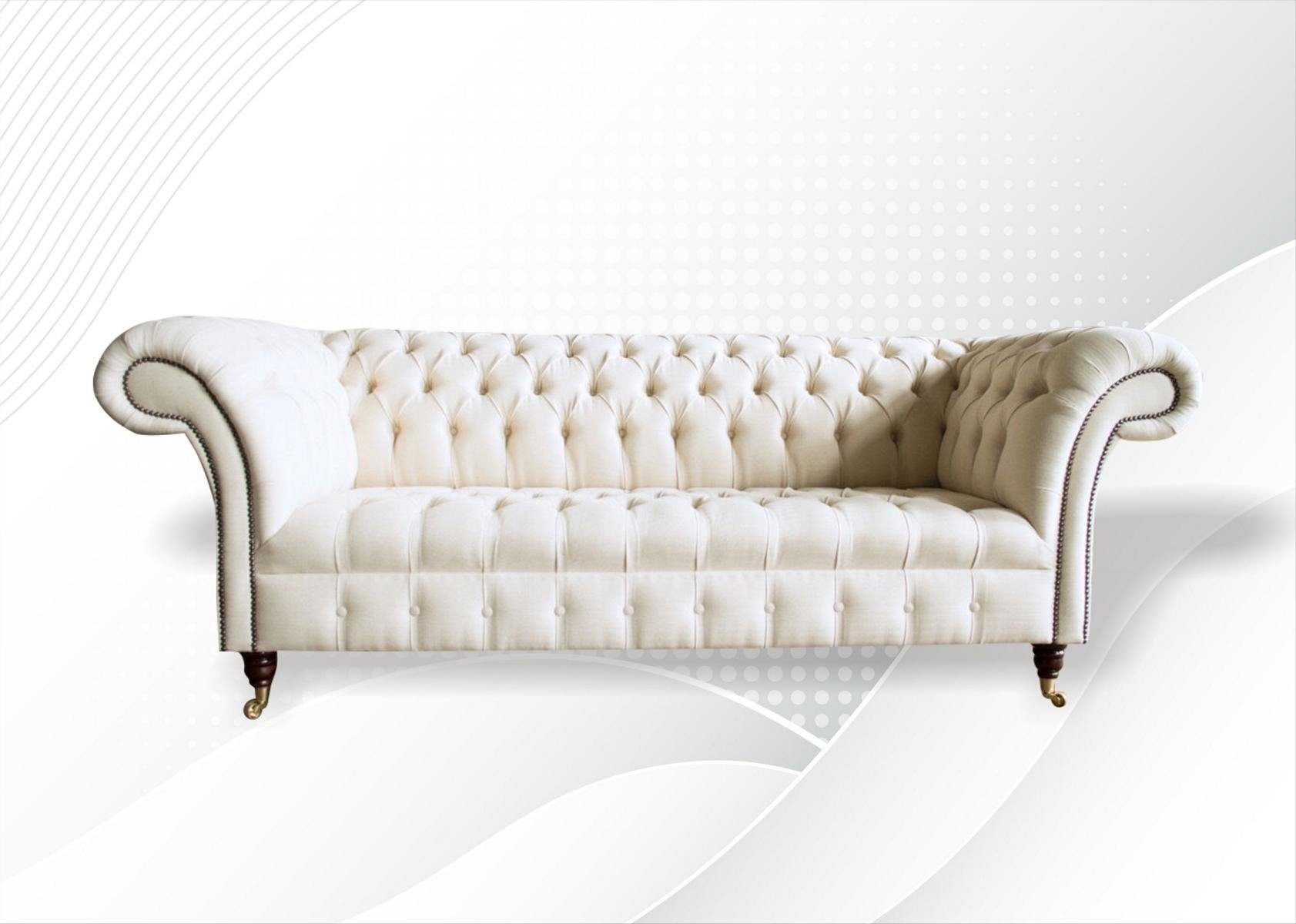 Couch Europe Made Chesterfield-Sofa in Design, Creme 3-Sitzer Chesterfield Neu Luxus JVmoebel Dreisitzer