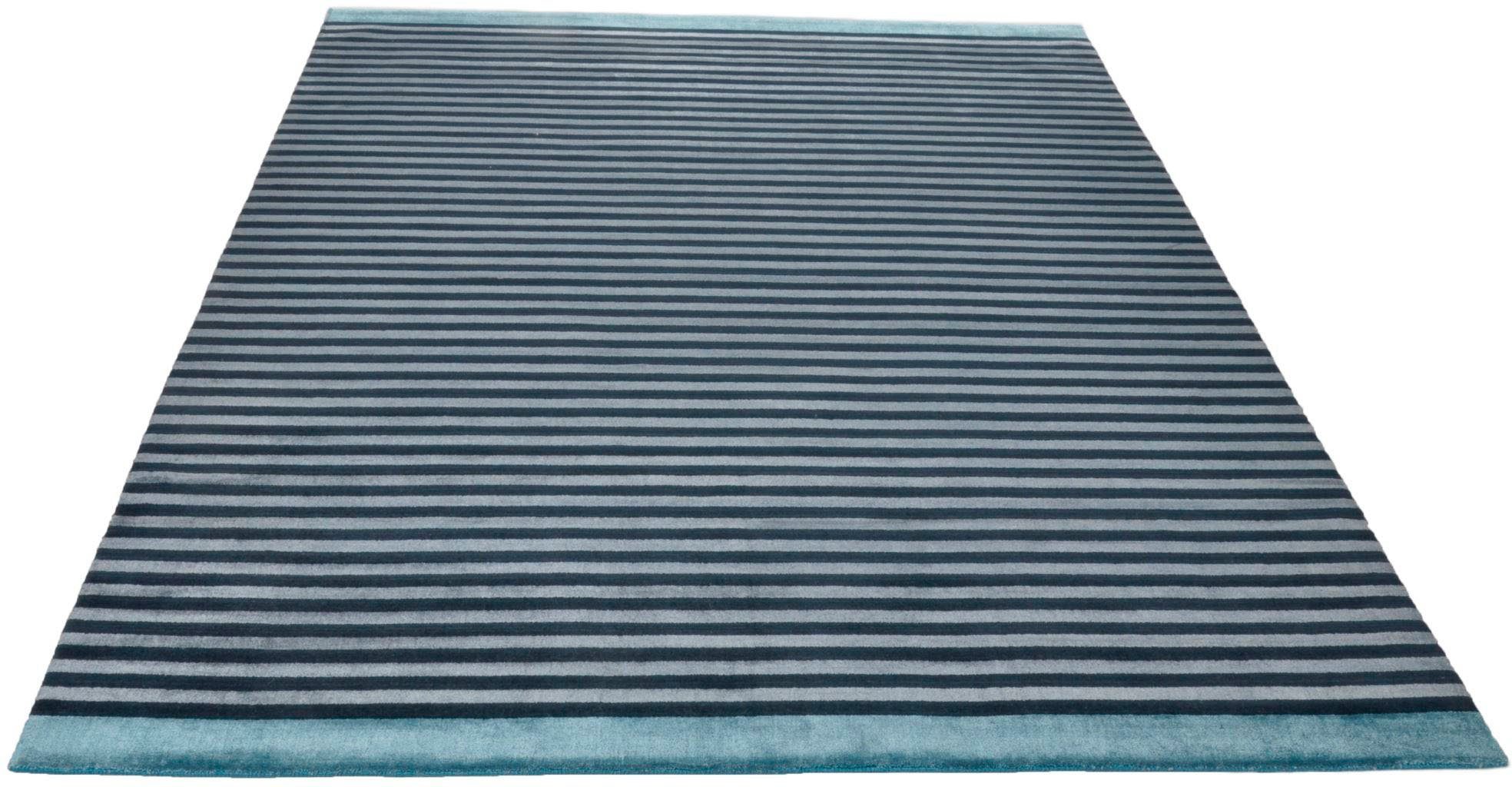 THEKO Teppich Miami 3286, rechteckig, Höhe: 8 mm, Handweb Teppich, gestreift, handgewebt, aus Viskose & Wolle