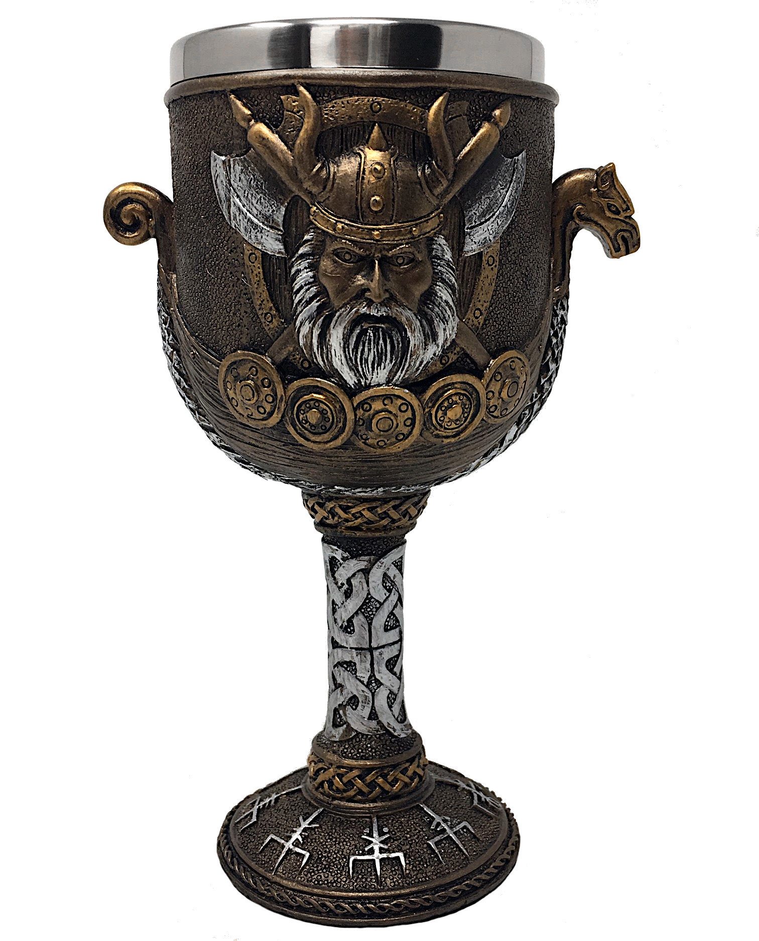 MystiCalls Becher Wikingerkelch Vikings Kelch Met Wikinger, 1-tlg., Polyresin, Herausnehmbarer Metalleinsatz