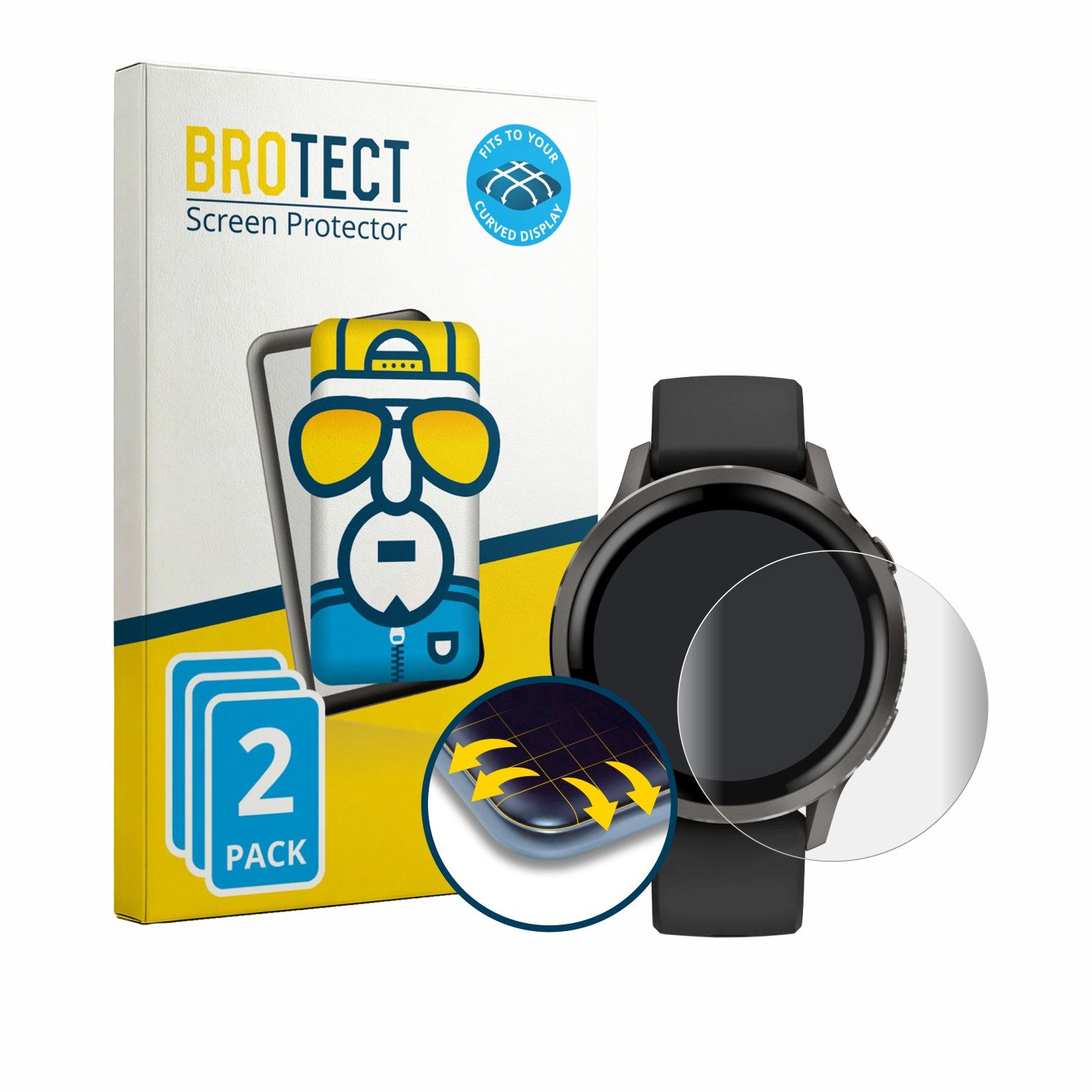BROTECT Displayschutzfolie Fullscreen Schutzfolie für Garmin Venu 4 (41 mm), 2 Stück, Displayschutz Folie Fullcover Klar Transparent