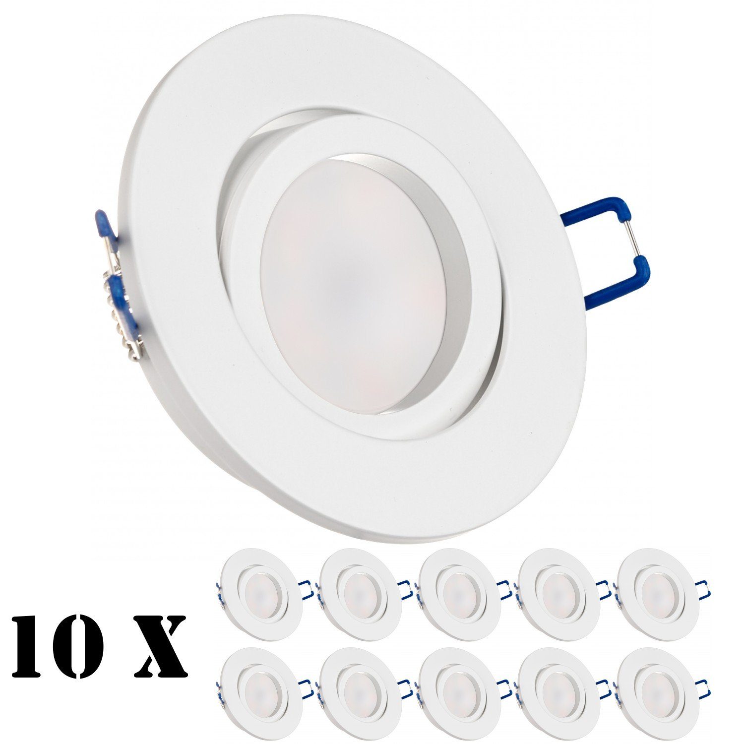 LEDANDO LED in LED Leuchtmittel Set 5W flach extra mit vo Einbaustrahler Einbaustrahler weiß 10er