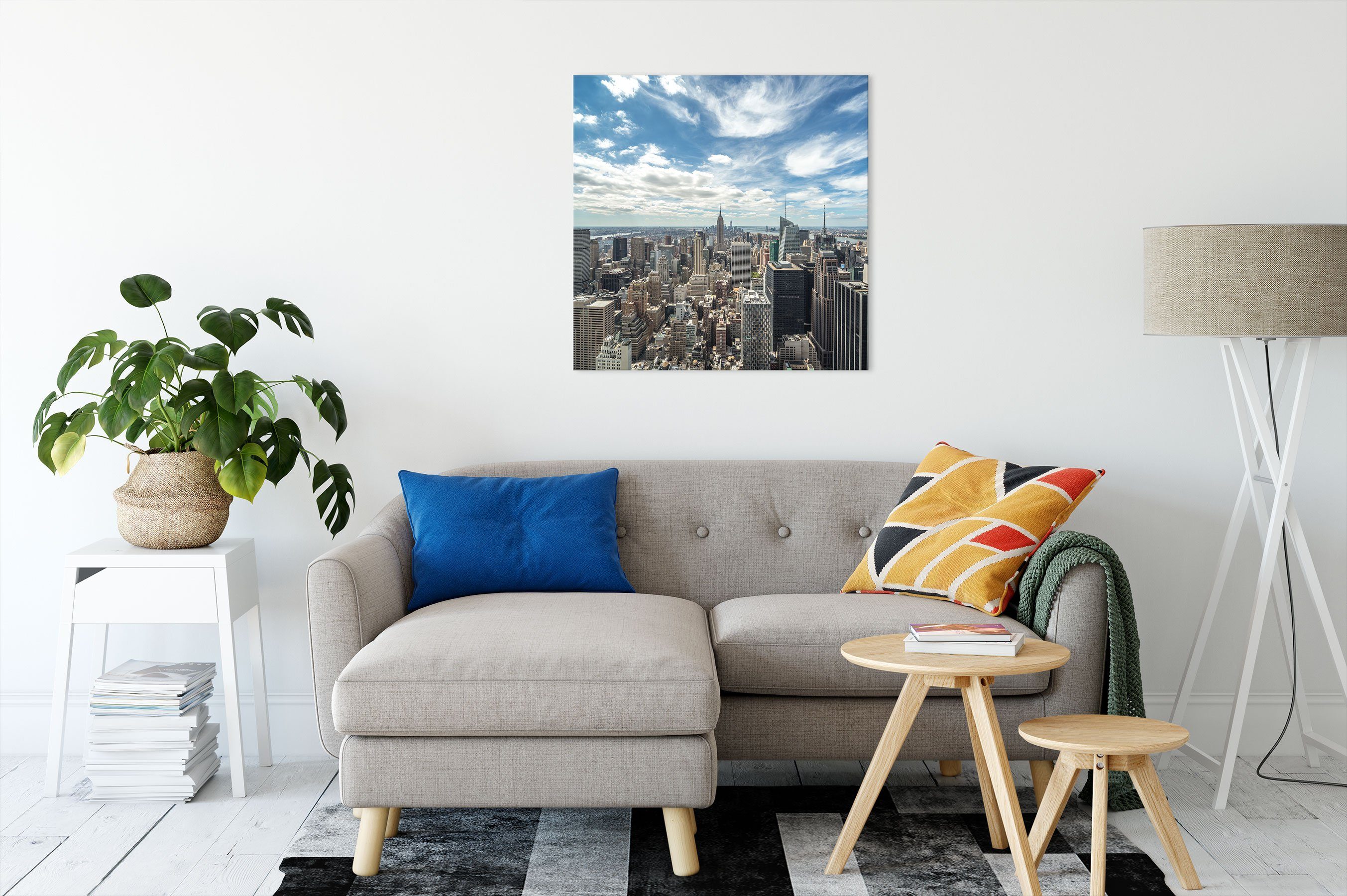 Leinwandbild York bespannt, Skyline, inkl. fertig St), New New York Leinwandbild Zackenaufhänger Skyline Pixxprint (1