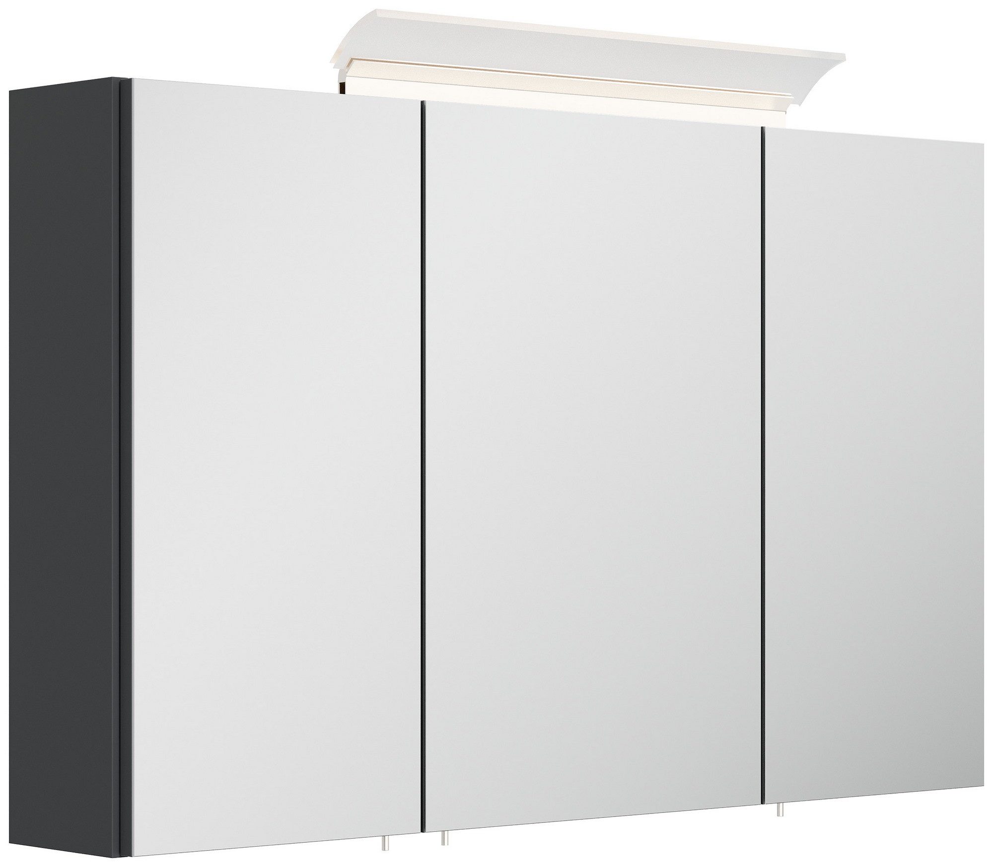 Posseik Spiegelschrank Badezimmer Spiegelschrank 3-türig LED-Acryllampe 120 cm Grafit