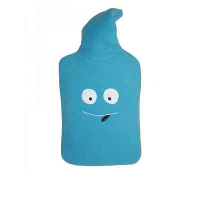 Hugo Frosch Wärmflasche, Kinder Öko-Wärmflasche 0,8 l mit Double-Fleecebezug hellblau Smiley
