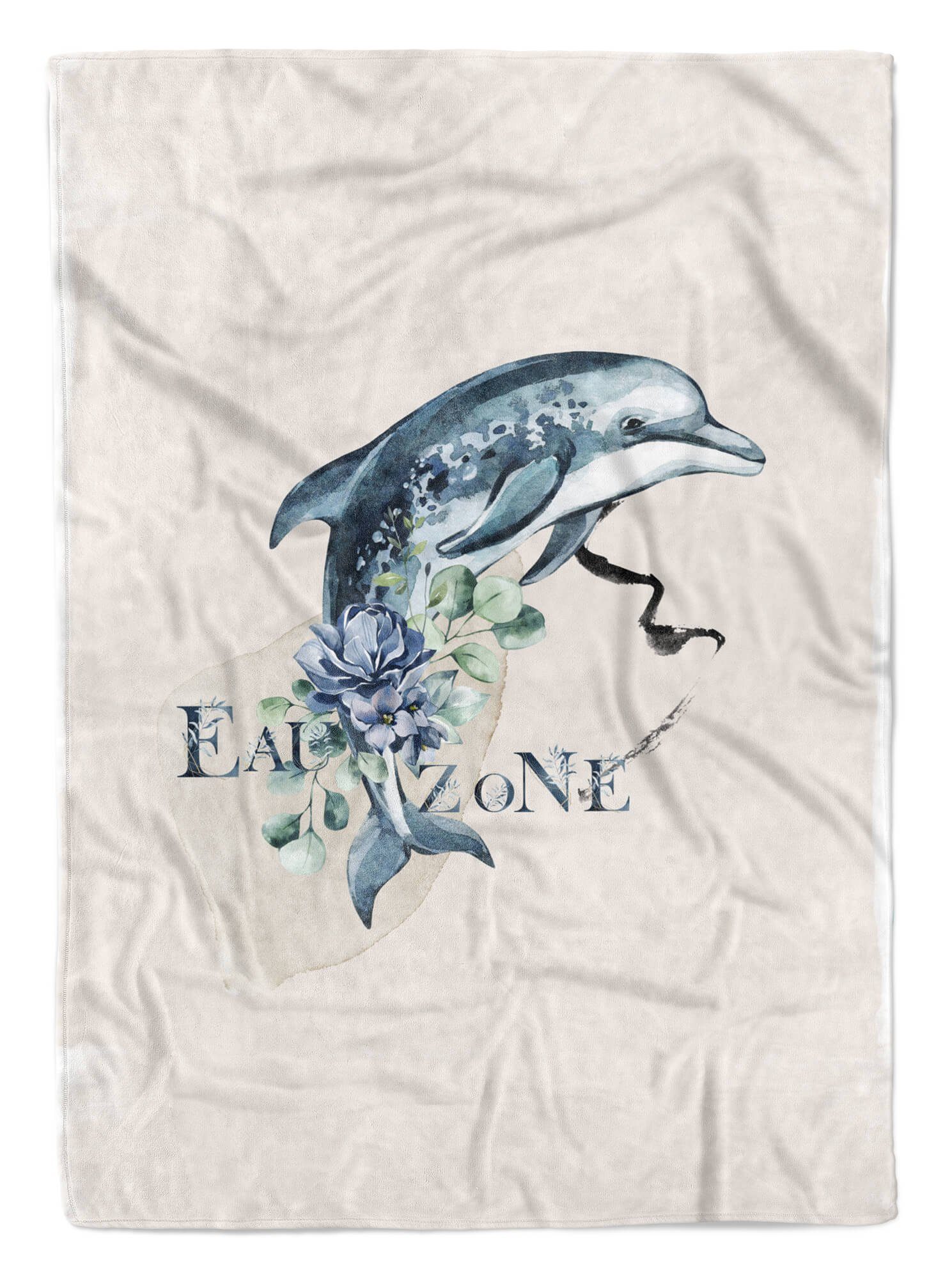Delfin Blumen Handtücher Kunstvoll Handtuch Art Baumwolle-Polyester-Mix Strandhandtuch Motiv, Sinus (1-St), Ozean Saunatuch Kuscheldecke Handtuch