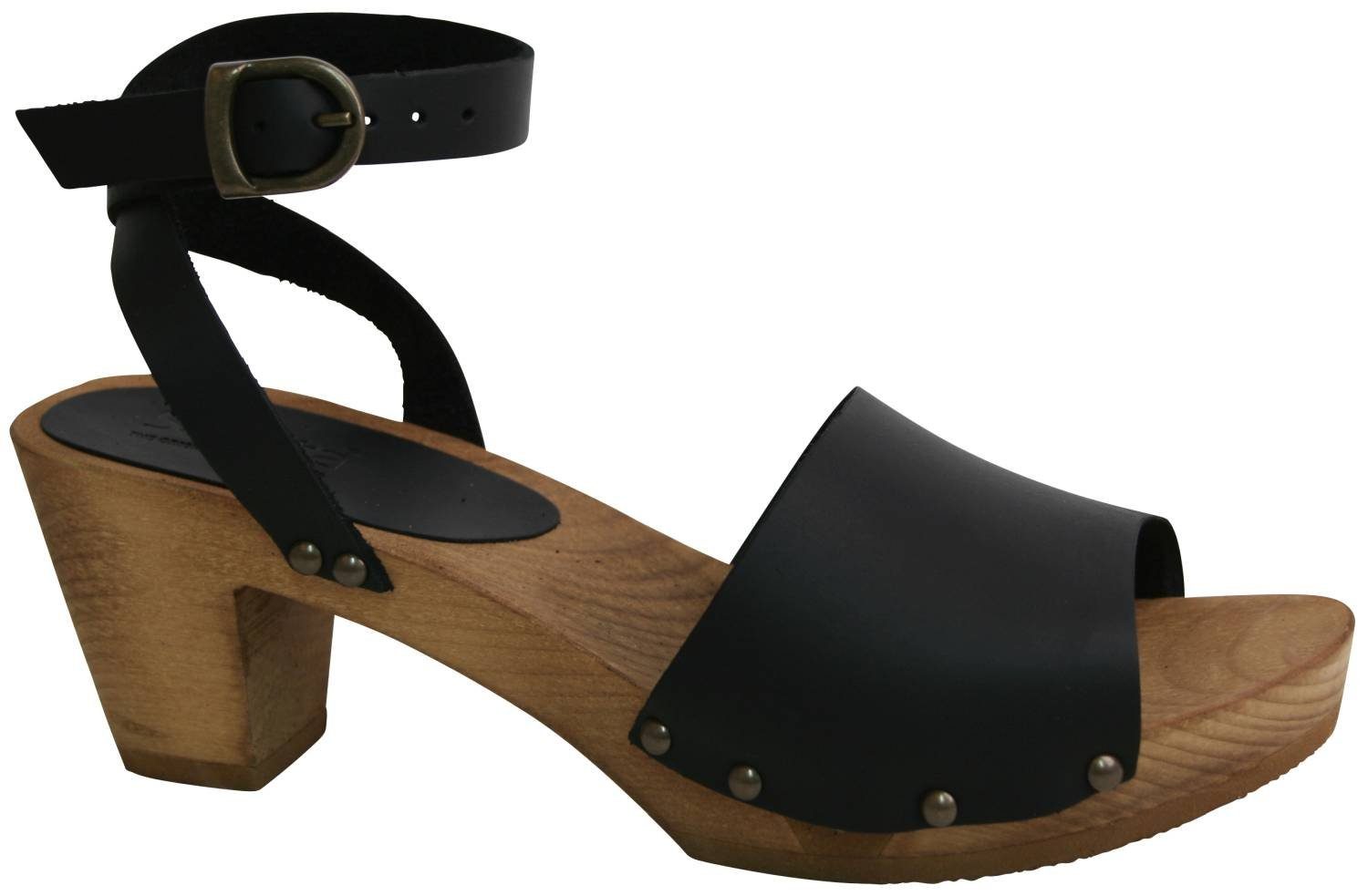 Sanita Sanita Wood Sandal Clog Black Square Yara Flex