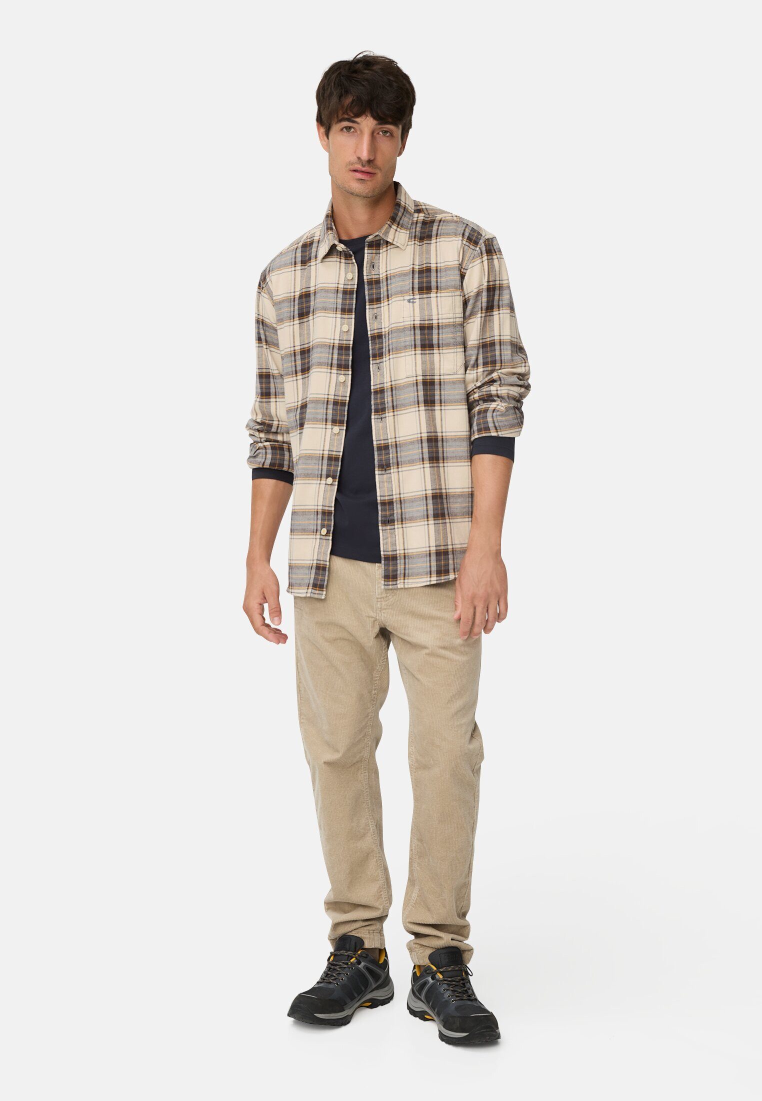 camel active Flanellhemd aus leichtem Flanell Langarm Kentkragen