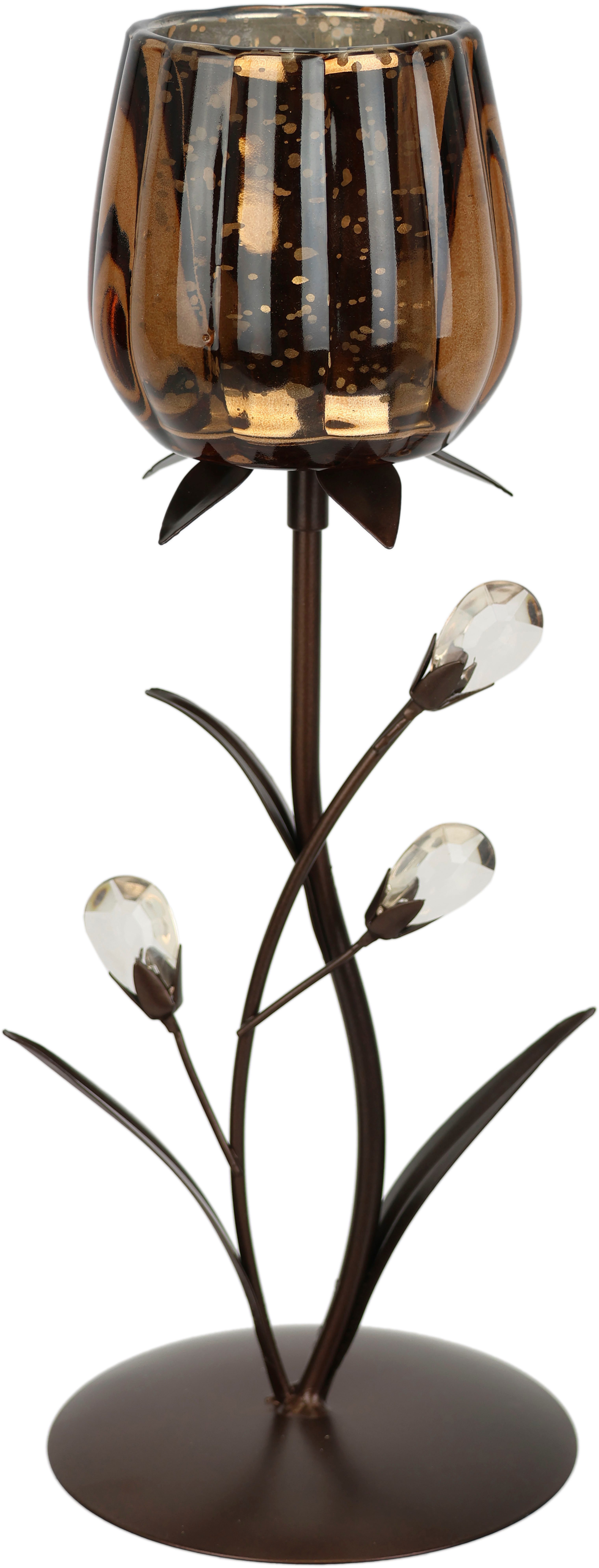 I.GE.A. Teelichthalter Kerzenhalter, aus Metall mit Glas-Schale Teelichthal günstig online kaufen