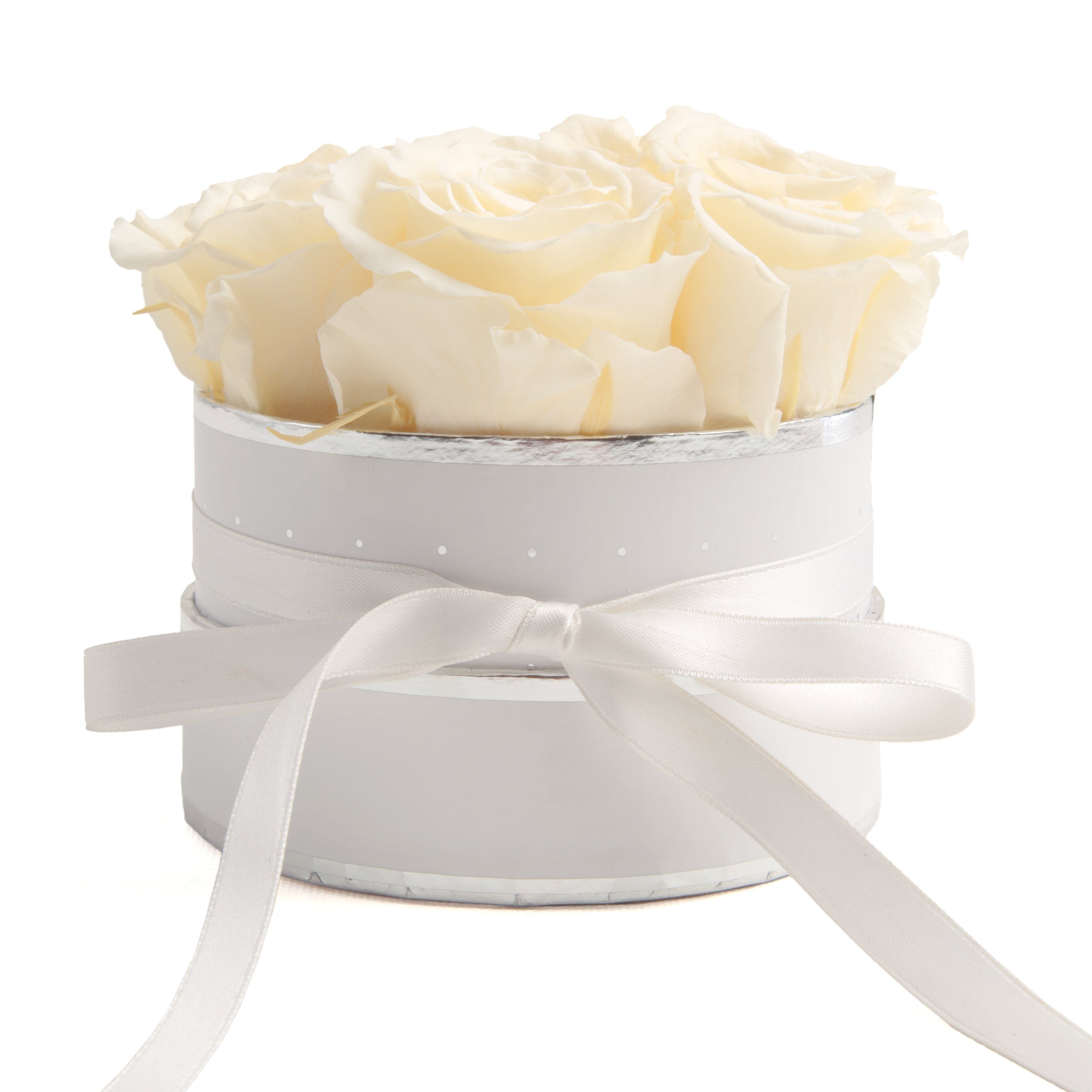 Kunstblume Infinity Rosenbox weiß rund 4 günstig online kaufen