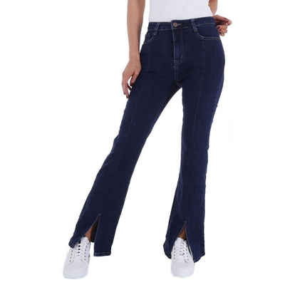 Ital-Design Bootcut-Jeans Damen Freizeit Stretch Bootcut Jeans in Dunkelblau