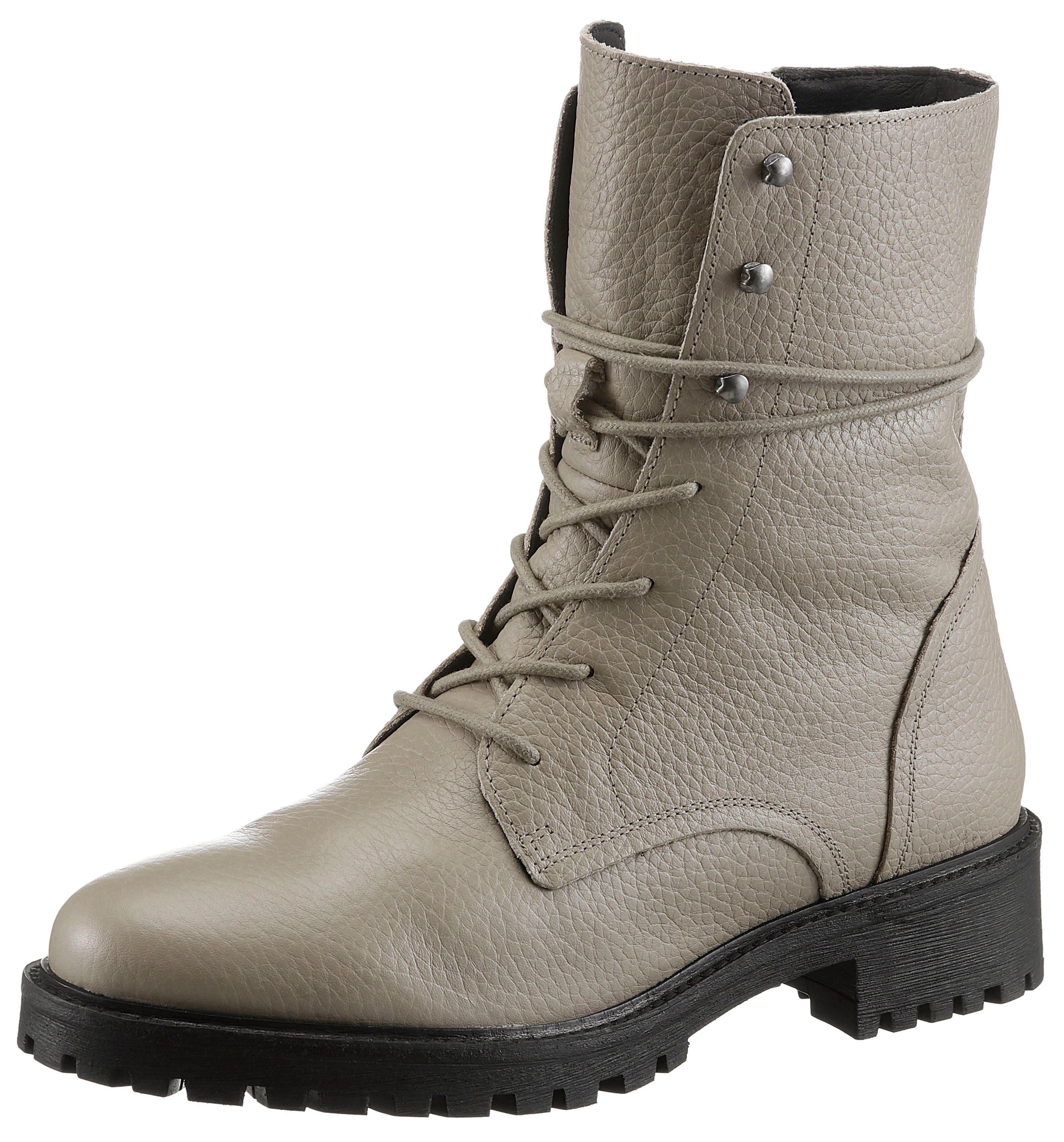 Geox D HOARA Schnürstiefelette, Blockabsatz, Schnürboots mit Innenreißverschluss