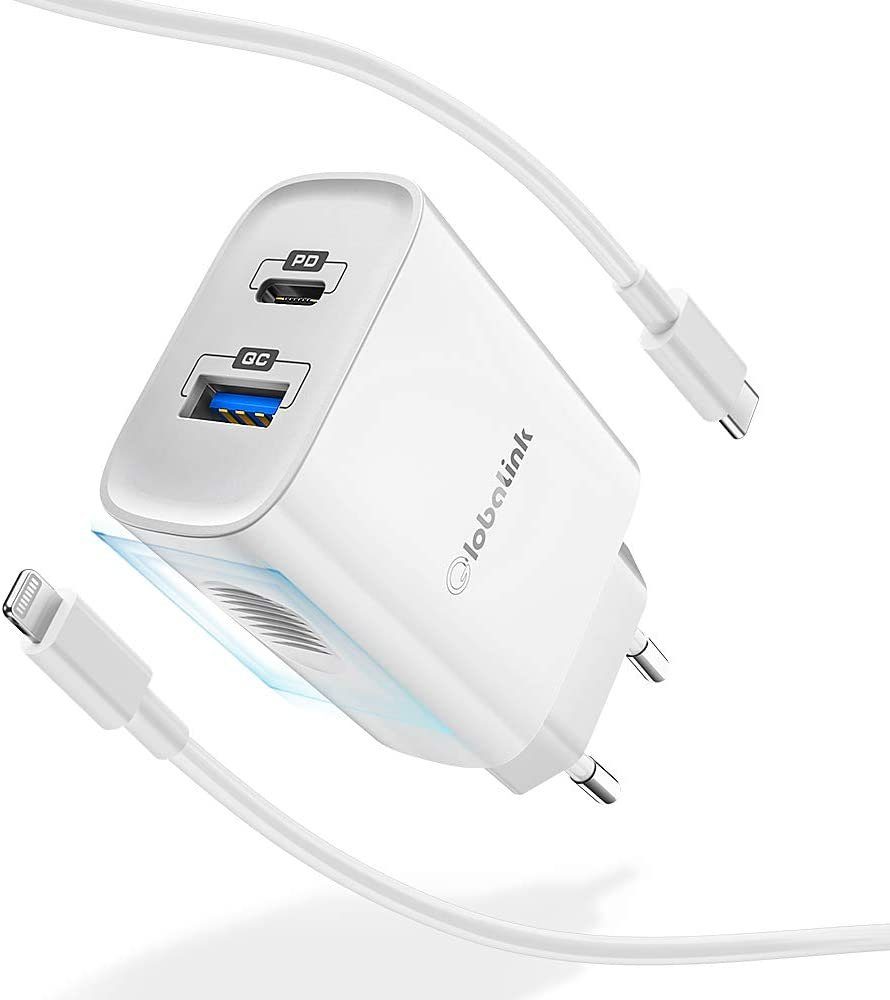 Quntis 32W Schnellladegerät +2M USB-C Lighting Kabel für iphone 14/13 USB-Ladegerät (1-tlg., 2 Port Schnellade( 20W+12w)