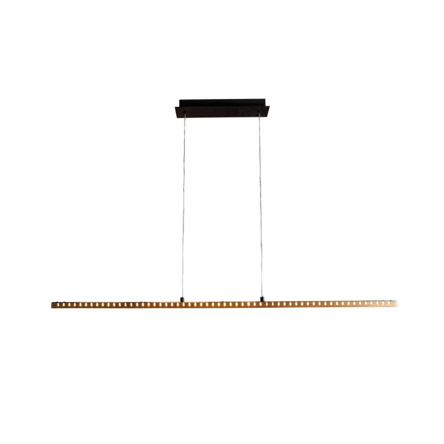 Licht-Erlebnisse Pendelleuchte SAALWEIL, LED fest integriert, Warmweiß, Holz Aluminium Schwarz dimmbar 120 cm lang 3000 K warmweiß Wohnzimmer