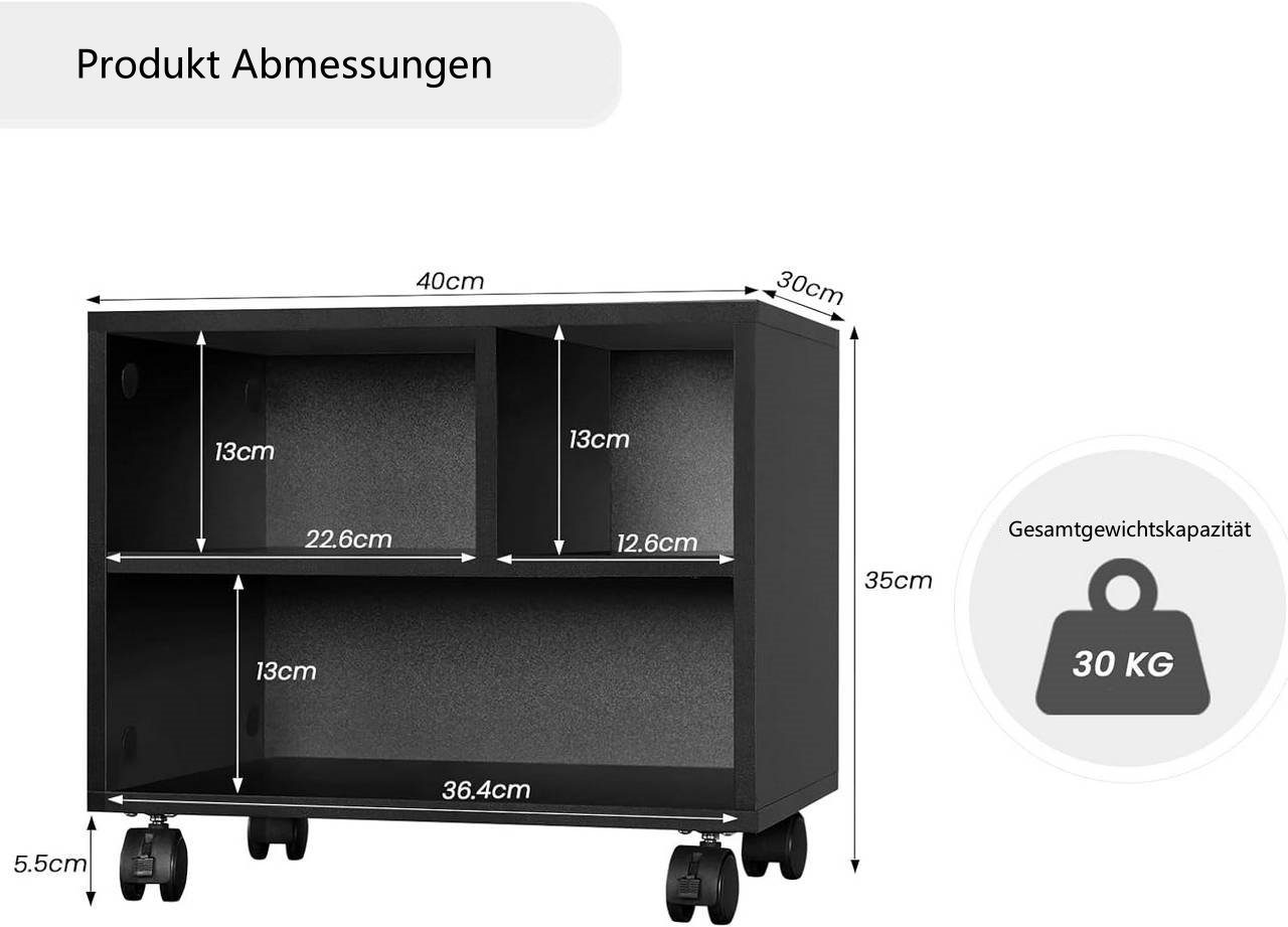 Schwarz (1-St) Rädern, rollbar Woltu Druckertisch mit Aktenschrank ürocontainer