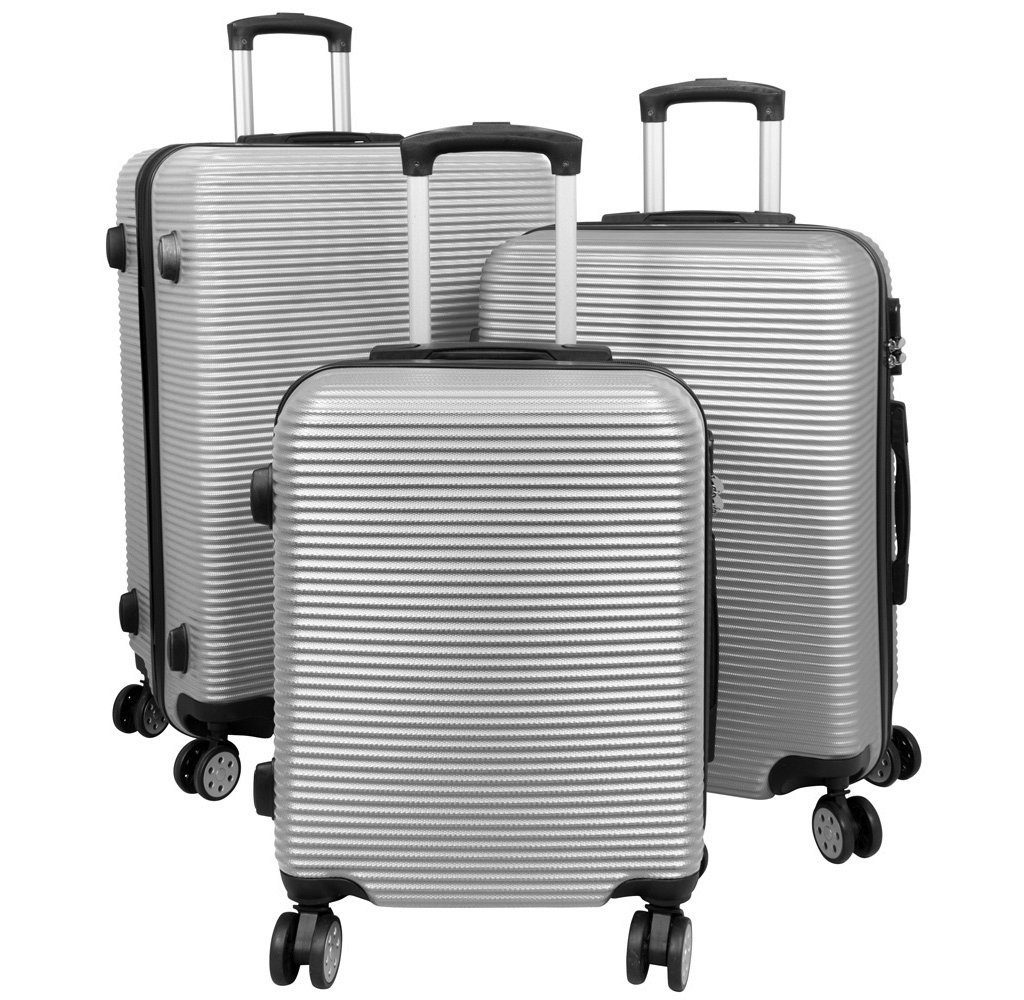 Hartschalen-Trolley Hartschalen-Trolley Reisekoffer M-L-XL ABS Hartschalenkoffer 4x Doppelrollen, drehbar um 360° mit Qualitäts-Zahlenschloss hoch Qualitativ Suitcase Valis, Hartschale & 4x Doppelrollen & Teleskopgriff & beidseitig packbar