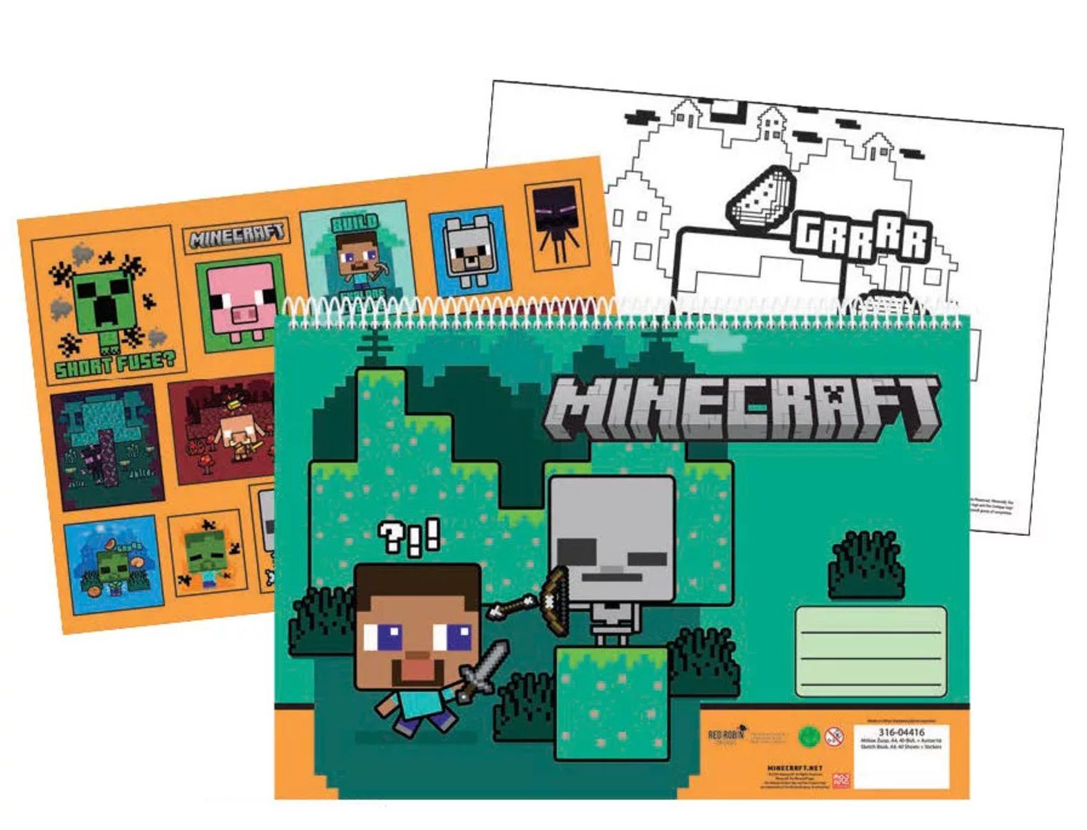 Minecraft Kreativset Minecraft Creepers Need Hugs A/4 Spiral-Skizzenheft mit 40 Blatt und