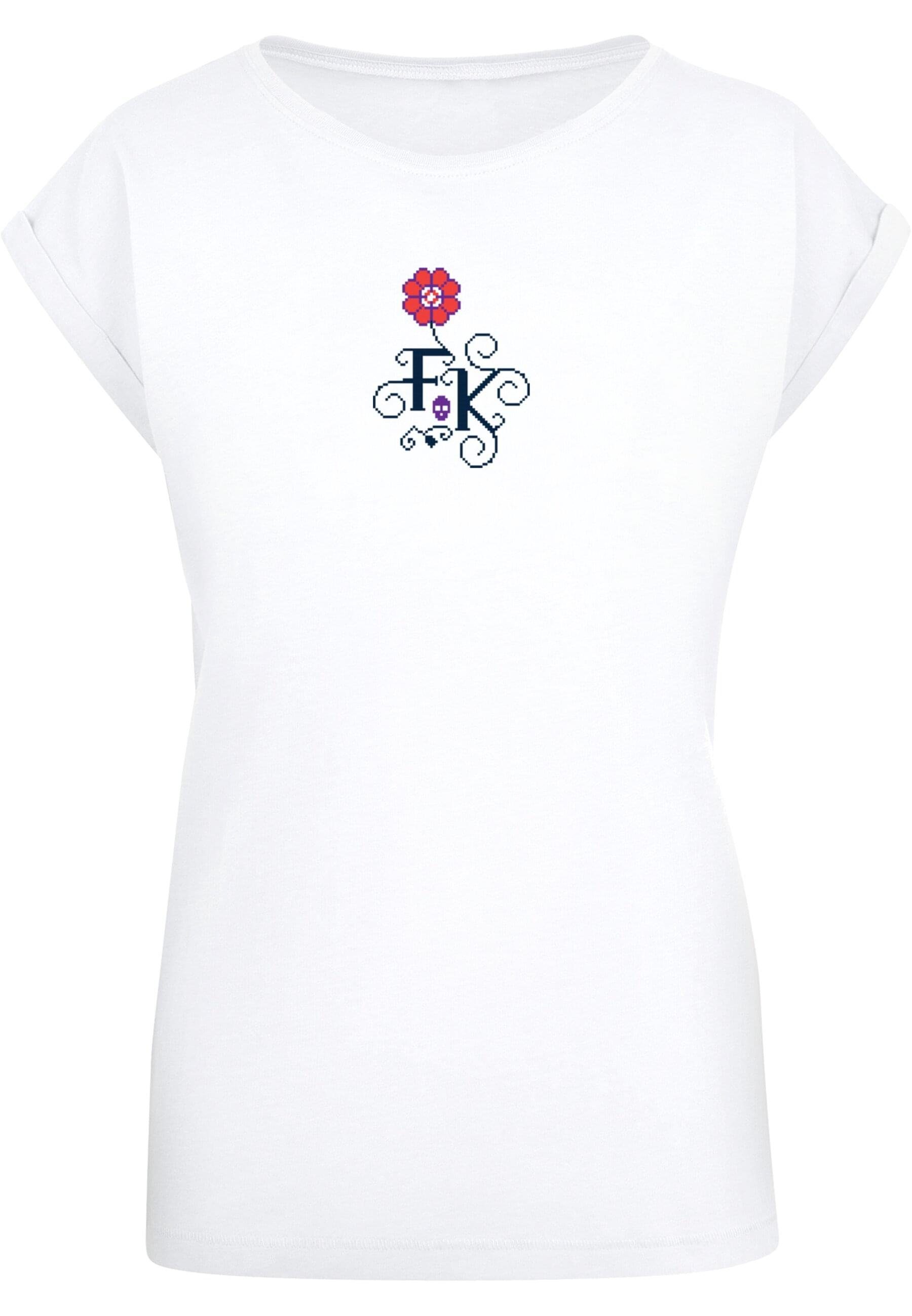 Damen Ladies -tlg) Tee Kahlo - Shoulder T-Shirt Pixels Frida (1 Extended Merchcode