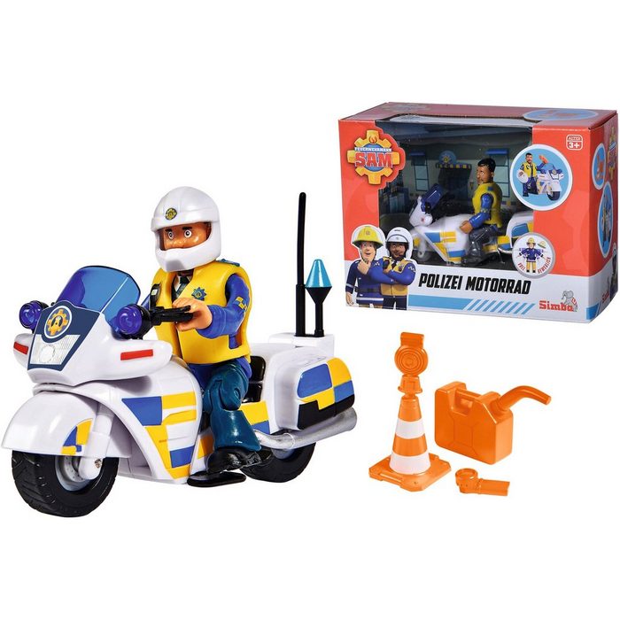 SIMBA Spielzeug-Motorrad Feuerwehrmann Sam Polizei Motorrad mit Figur