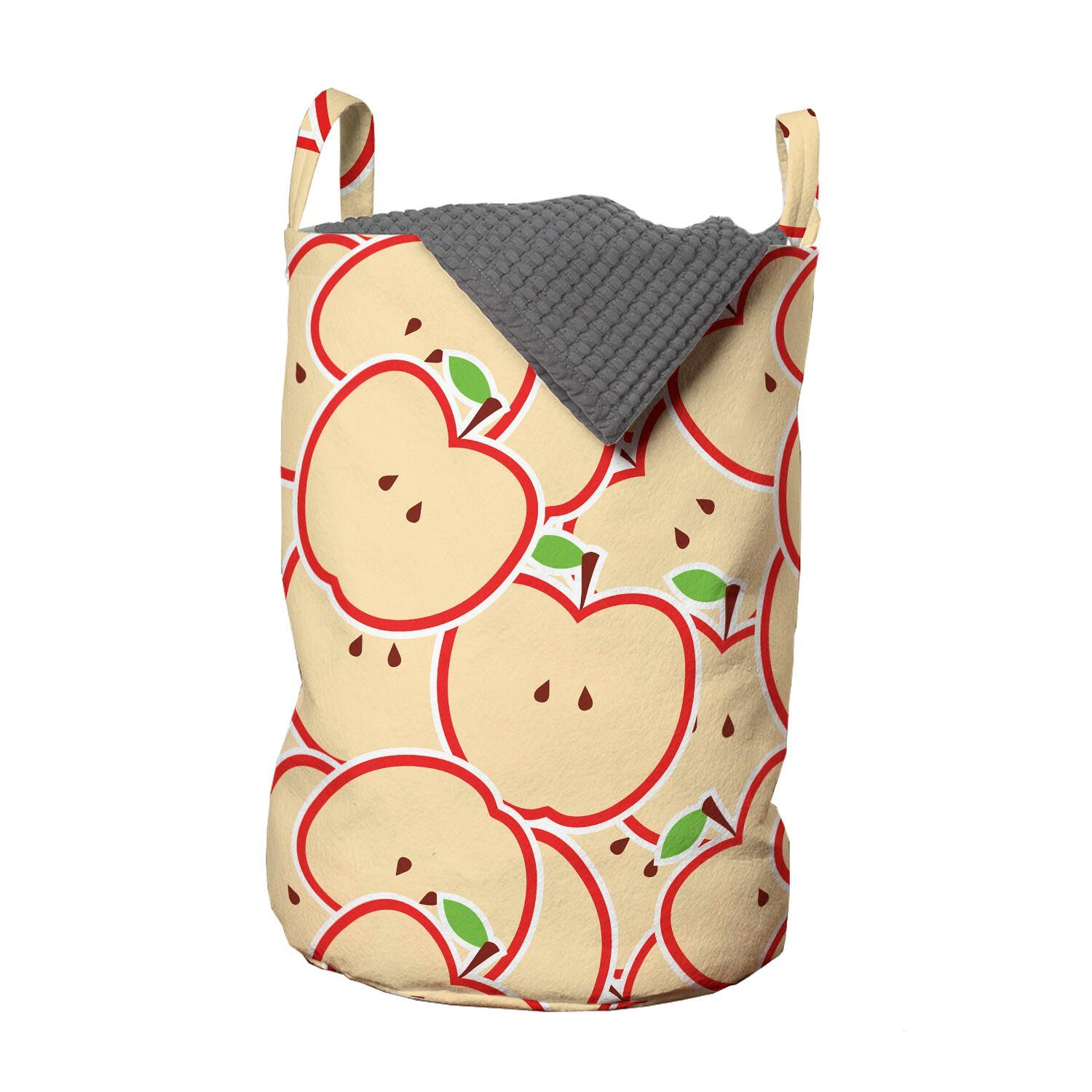 Abakuhaus Wäschesäckchen Wäschekorb mit Griffen Kordelzugverschluss für Waschsalons, Apfel Bio-Essen Cartoon