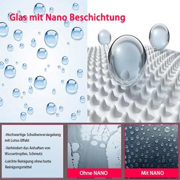 AQUALAVOS Runddusche Duschkabine Runddusche Viertelkreis Eckeinstieg Drehtür Höhe 195cm, BxT: 80x80 cm, Einscheiben-Sicherheitsglas (ESG) 6 mm mit Lotus-Effekt Nano Beschichtung, Drehtür mit Festteil, mit Verstellbereich, ebenerdiger Einbau möglich