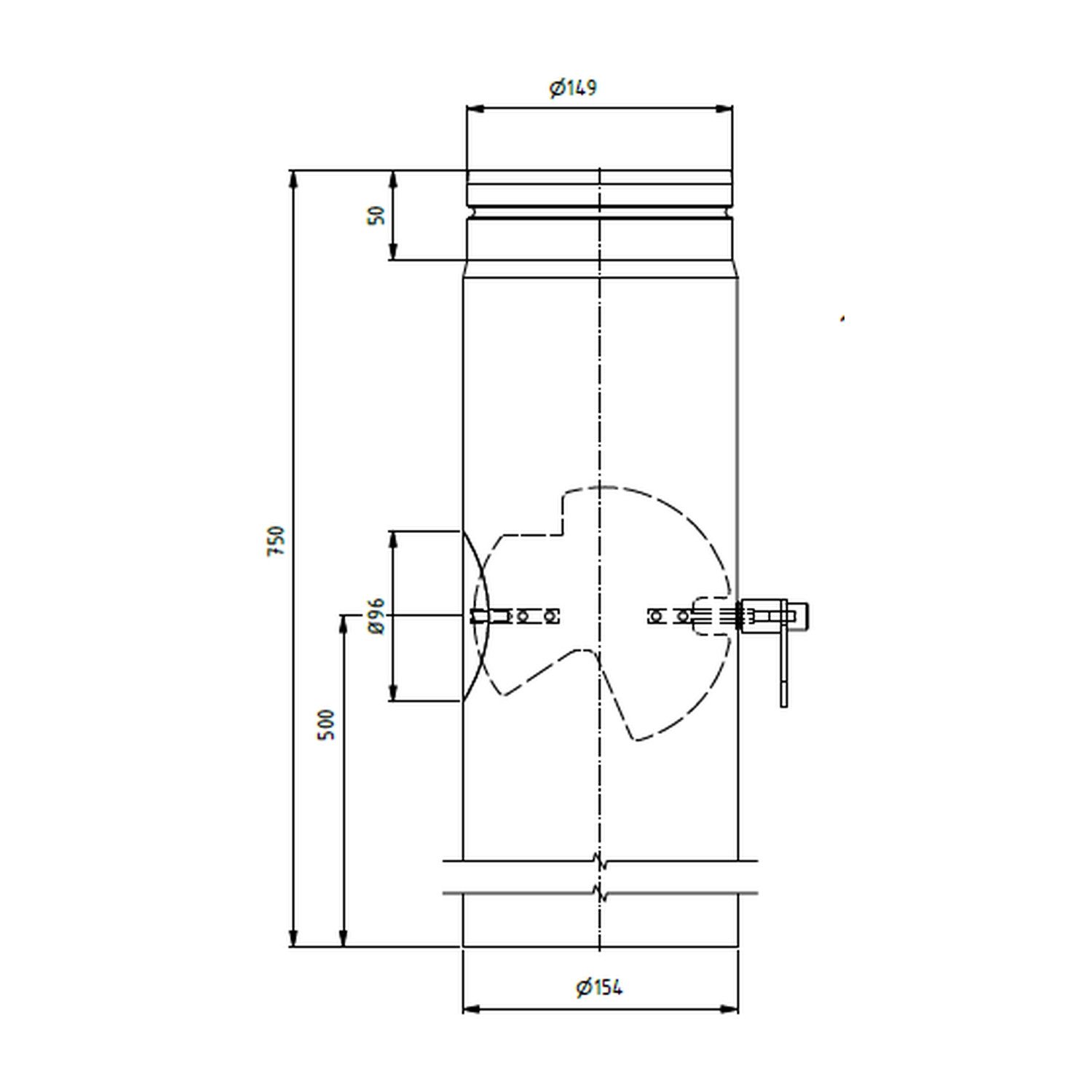 Raik Ofenrohr Raik Längenelement 150x750x2,00mm, mit DKL grau für Ofenrohr, Längenelement