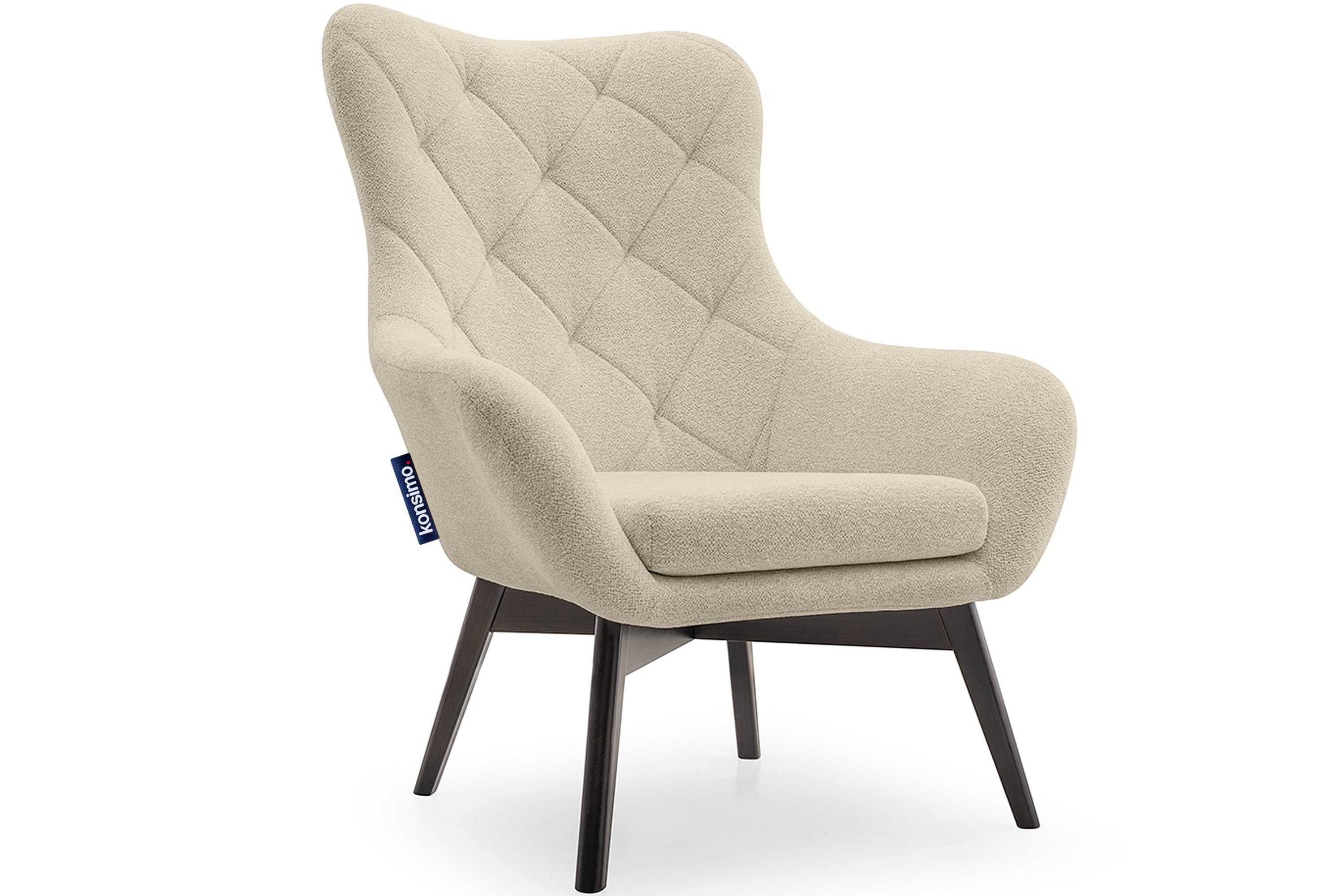 KONSIMO® Ohrensessel RAMOS, Sessel mit Steppung,robuste Holzbeine,Polyurethanschaum im Sitz