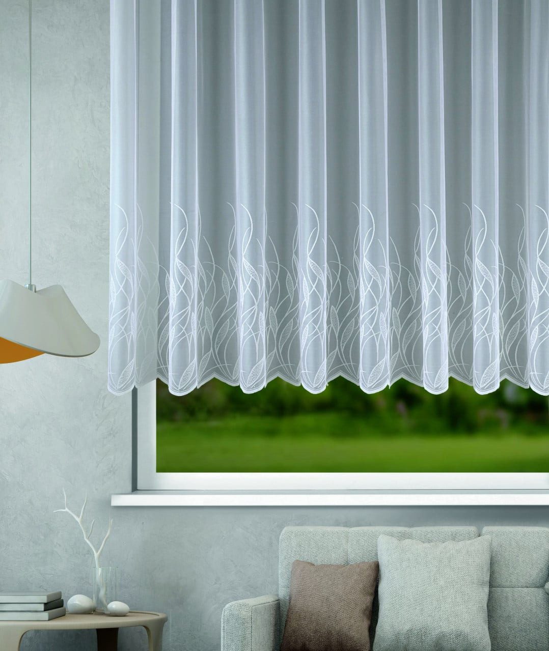 Sehlbach Bogenstore Sehlbach Gardine Jacquard Ornamente weiß 300 x 145