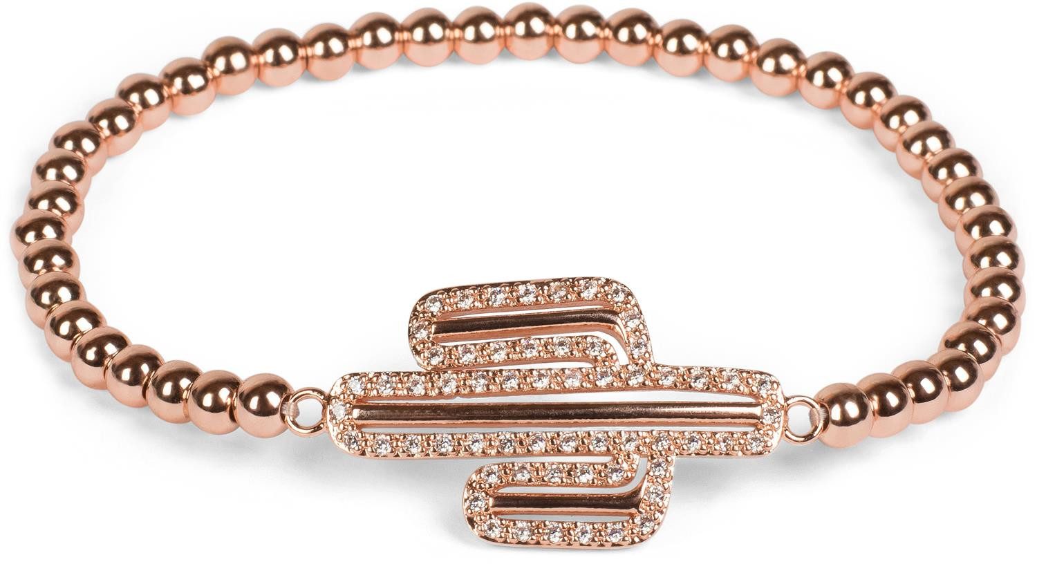 styleBREAKER Armband Kugelarmband mit Kaktus und Strass (1-tlg)