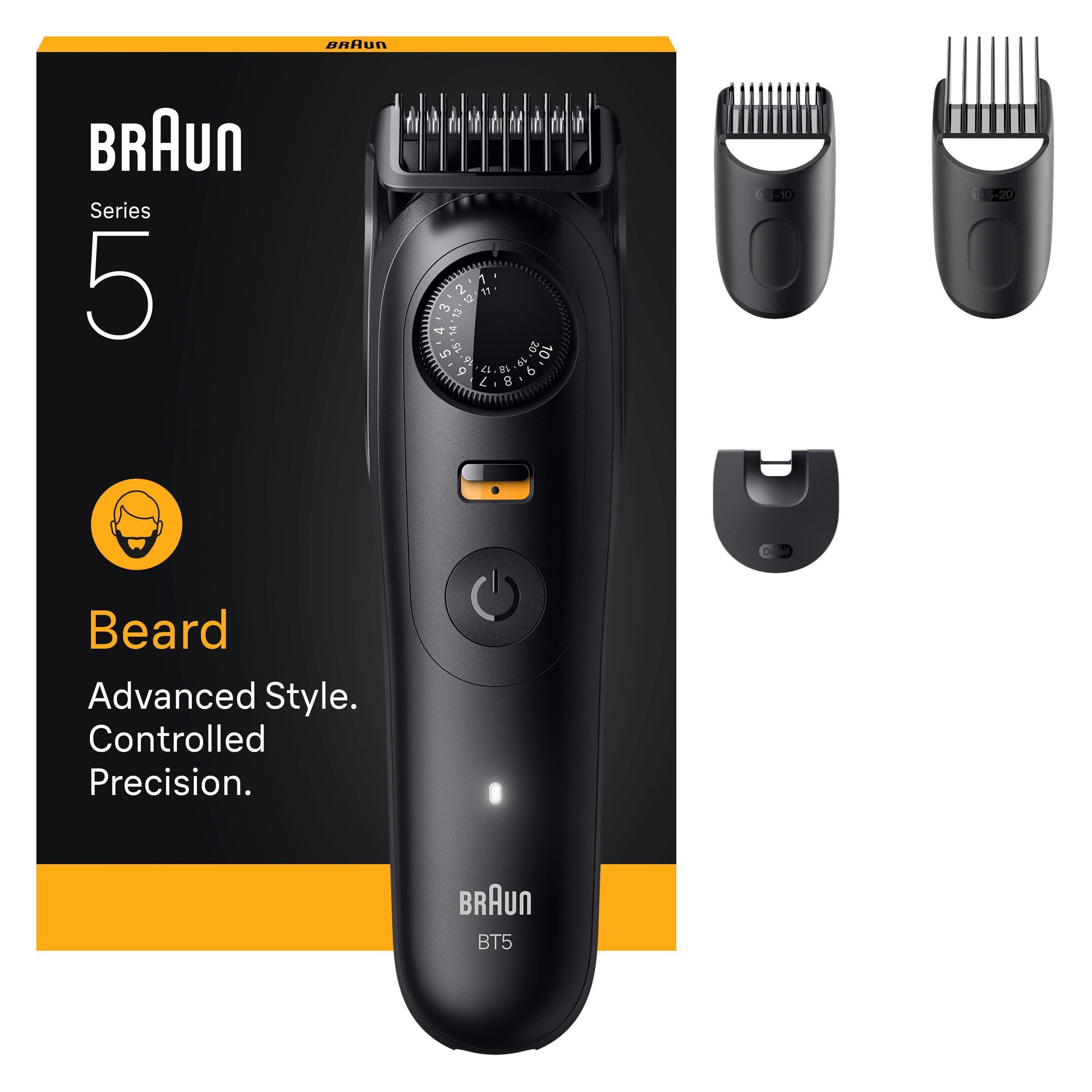 Braun Haarschneider Barttrimmer BT5520, ultrascharfe Klinge, 120 Min Akkulaufzeit, 40 Längeneinstellungen