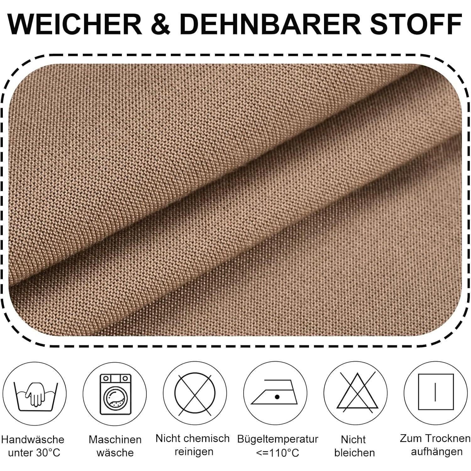 LuxusKollektion Stuhlhusse Stuhlhussen Stretch Waschbar 4er Set Stuhlbezug Kamel 4er Set – Bild 3 von 5