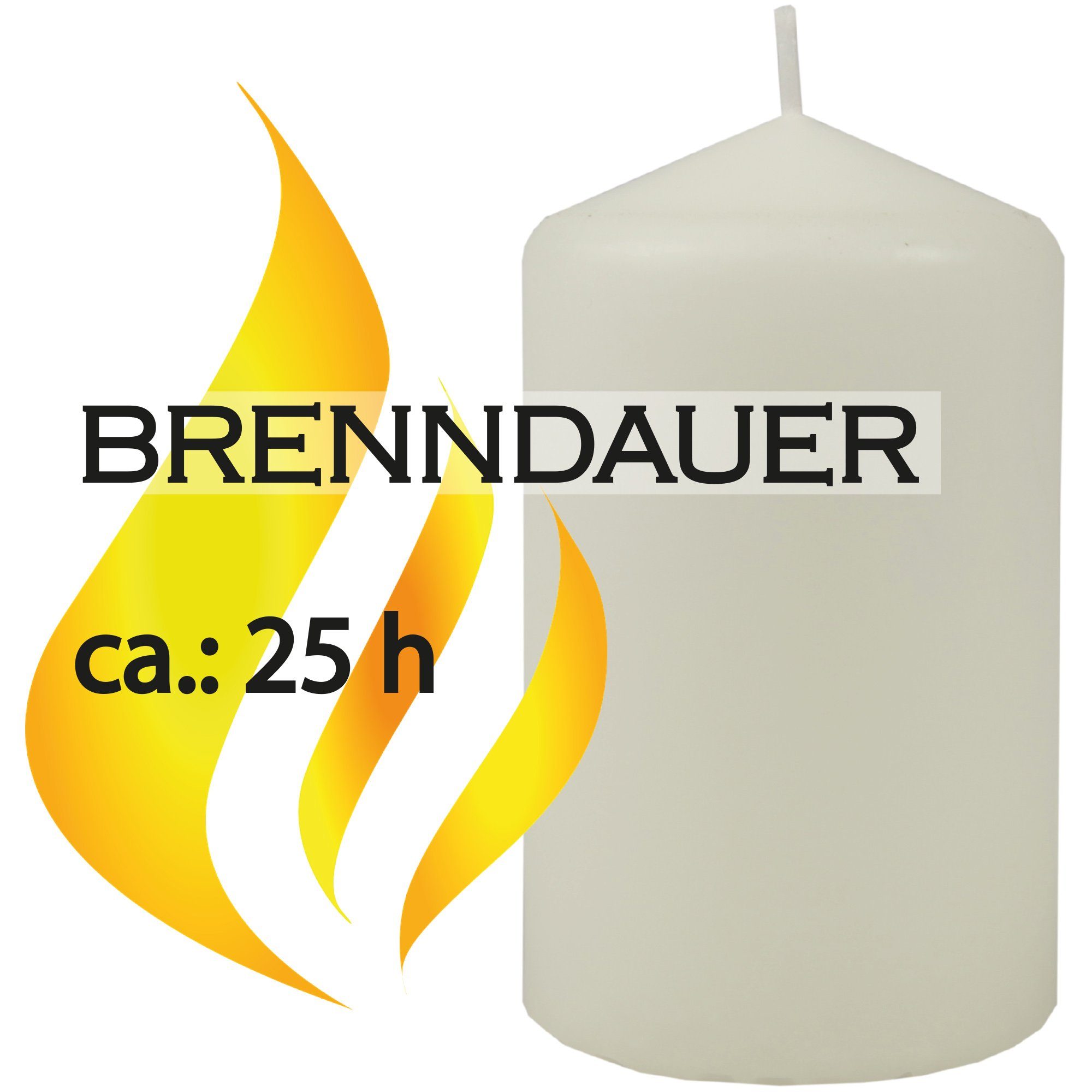 HS Candle Stumpenkerze Blockkerze (3-tlg), in Ø6cm - Elfenbein vielen Farben Kerze Wachskerzen 13,5cm x