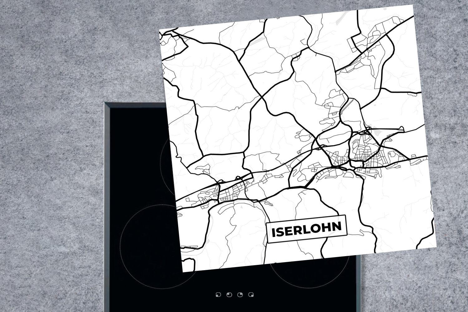 Karte Iserlohn - tlg), Ceranfeldabdeckung, - 78x78 (1 Vinyl, Arbeitsplatte cm, küche MuchoWow Stadtplan, Herdblende-/Abdeckplatte für - Karte