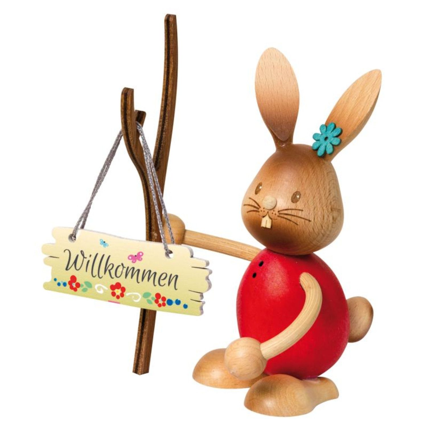 Kuhnert Osterhase Kuhnert Stupsi Hase Herzlich Willkommen (1 St), 100% Made in Germany, Erzgebirgische Holzkunst