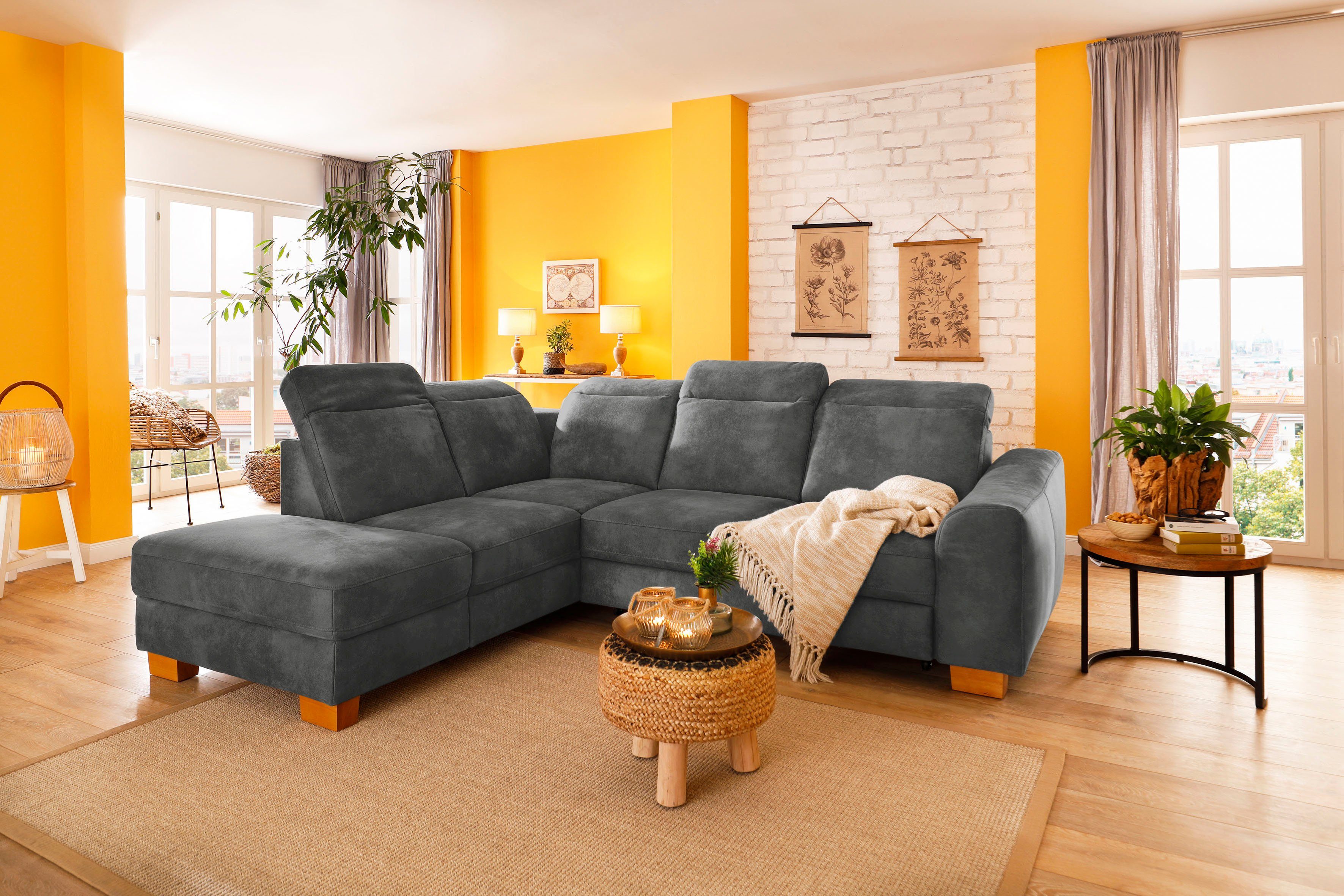 Home affaire Ecksofa "Dundee L-Form" wahlweise mit Kopfteilverstellung und günstig online kaufen