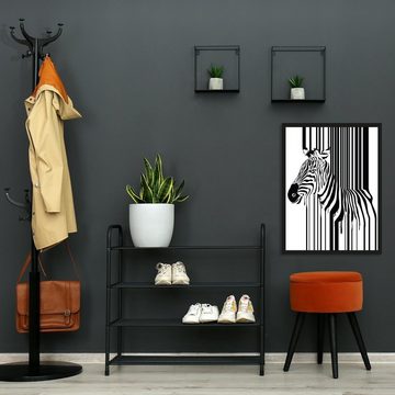 queence Bild mit Rahmen Zebra - Zebrastreifen - Gerahmter Digitaldruck - Wandbild, Zebra (1 St), Holzrahmen - Dekoration - Schwarzer Rahmen - in verschiedenen Größen