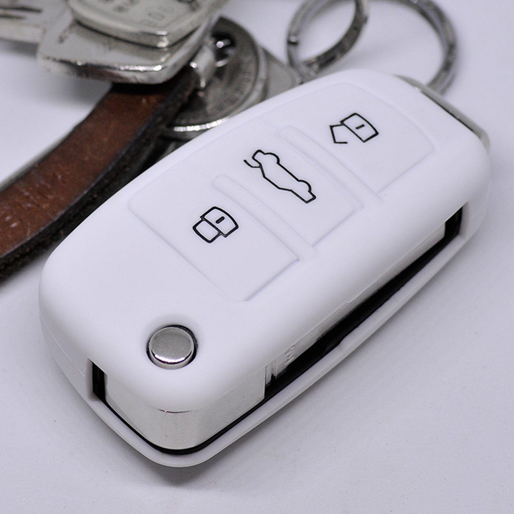 8X TT 8U mt-key Schutzhülle S3 Weiß, A6 Q7 C6 A1 S6 Softcase 8P A4 8V Schlüsseltasche Silikon R8 A3 8J Audi Autoschlüssel S1 für B7 Q3 4L