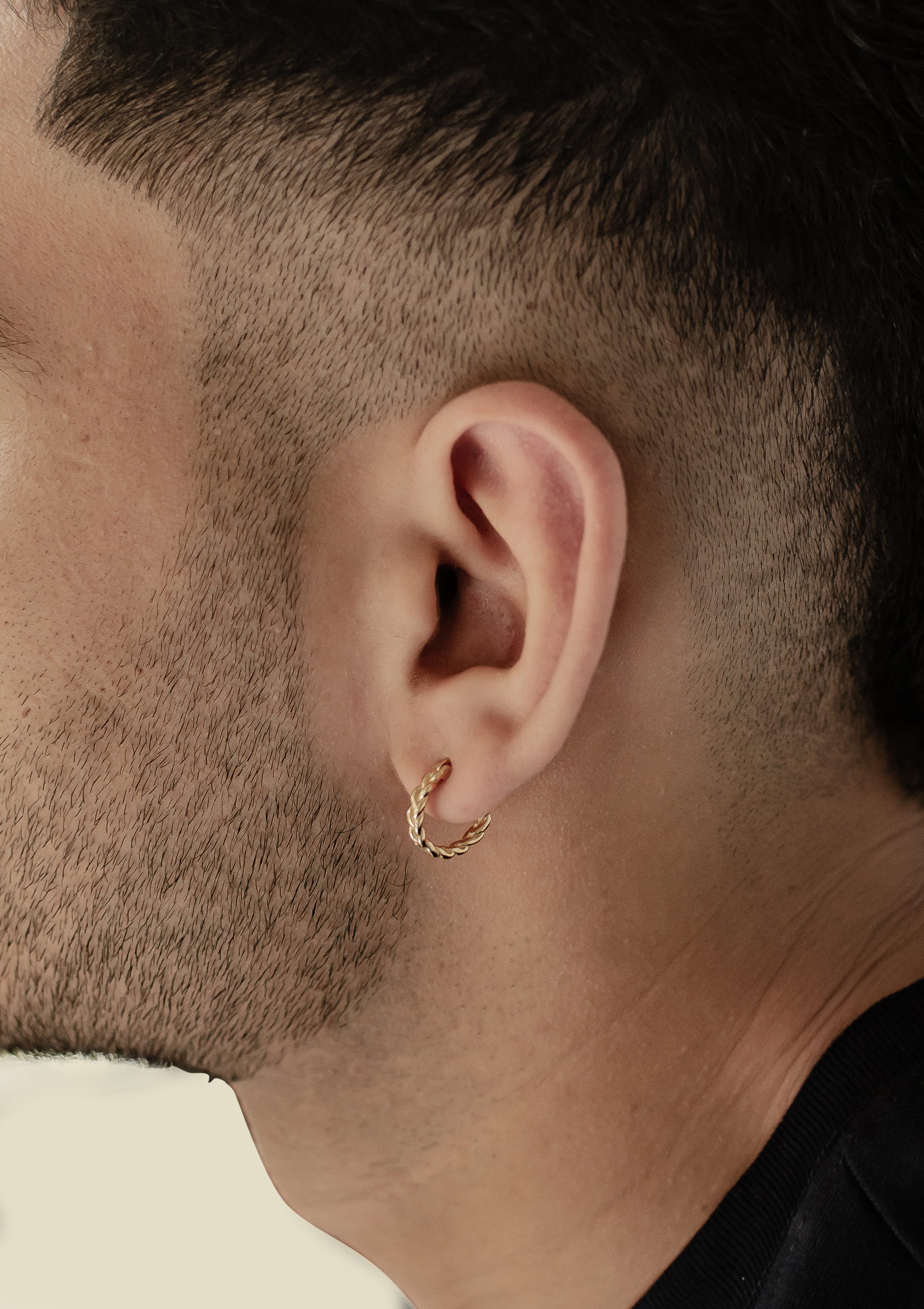 Hey Happiness Paar Creolen Unisex, Herren Ohrringe Silber 925, Kleine geflochtene Ohrringe für Männer, 18K Vergoldung