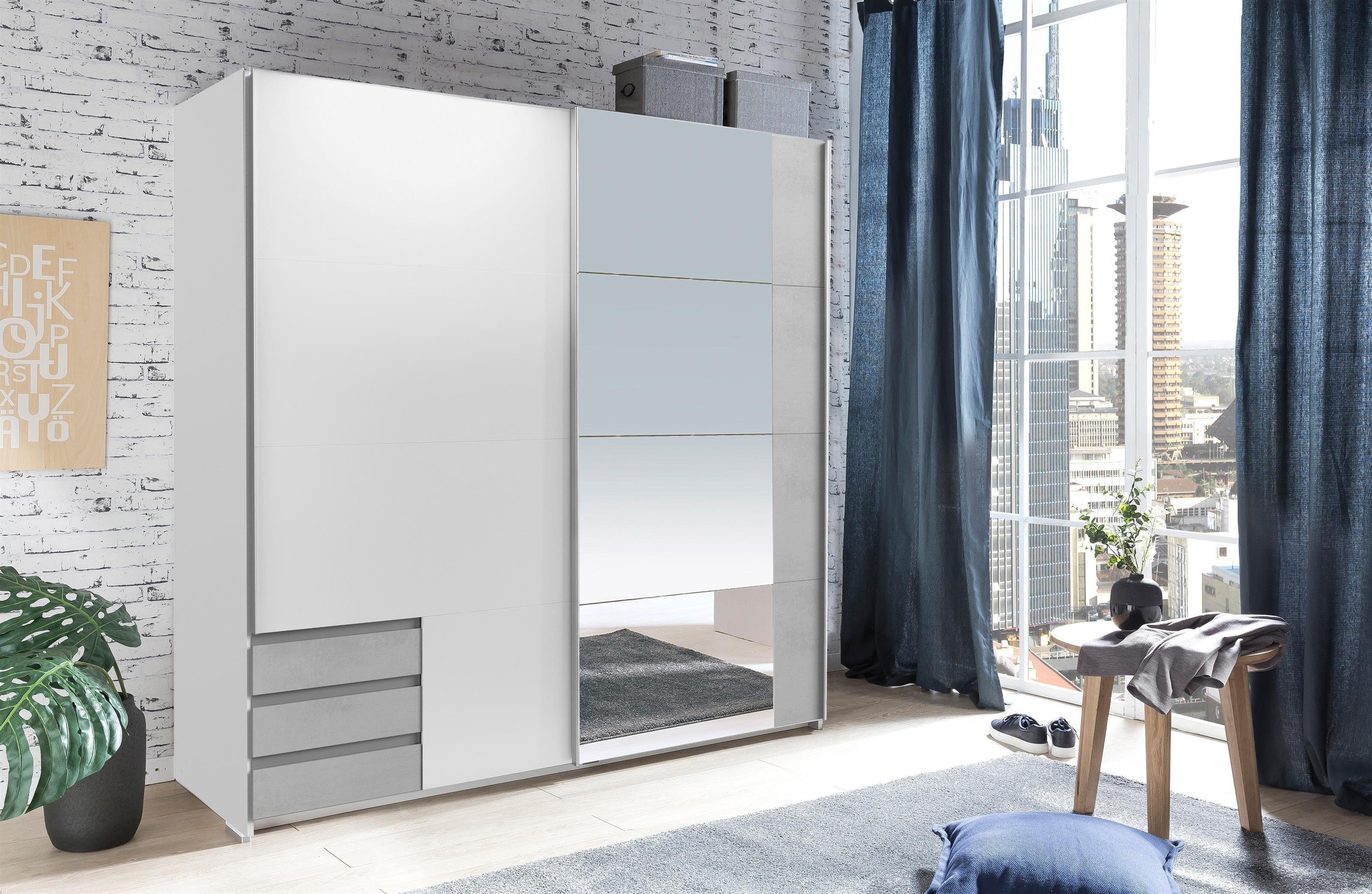 möbelando Schwebetürenschrank Eugenio 180 x 198 x 64 cm (B/H/T)