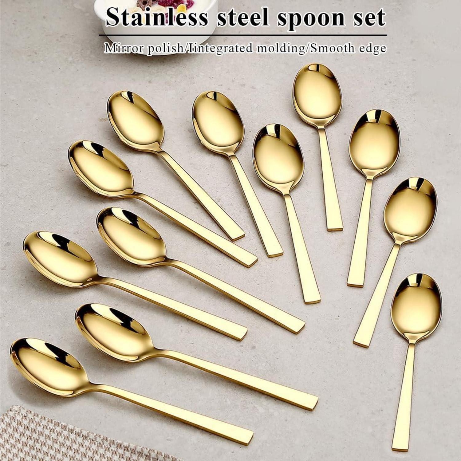 LuxusKollektion Besteck-Set Suppenlöffel Edelstahl 12 Stück Gold Spülmaschinenfest 9.gold
