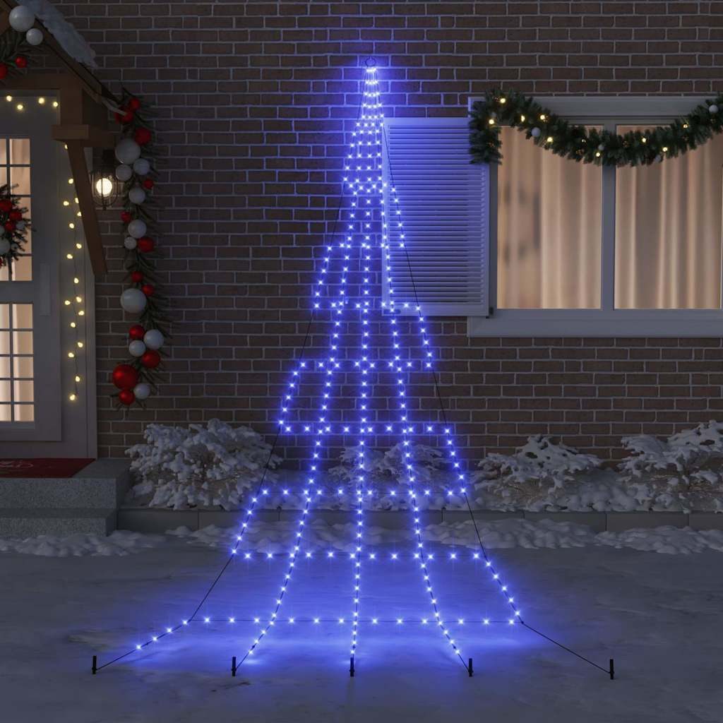 vidaXL LED Baum LED Weihnachtsbaum mit Erdspießen Blau 511 cm Metall