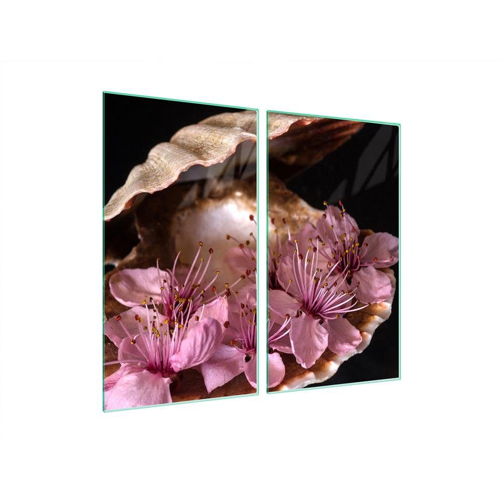 Decorwelt Herd-Abdeckplatte Herdabdeckplatte Ceranfeld tlg), Herdarten Abdeckplatte Gasherde alle 2 Abdeckung Blumen, für Schneidebrett excl. (2x30x52